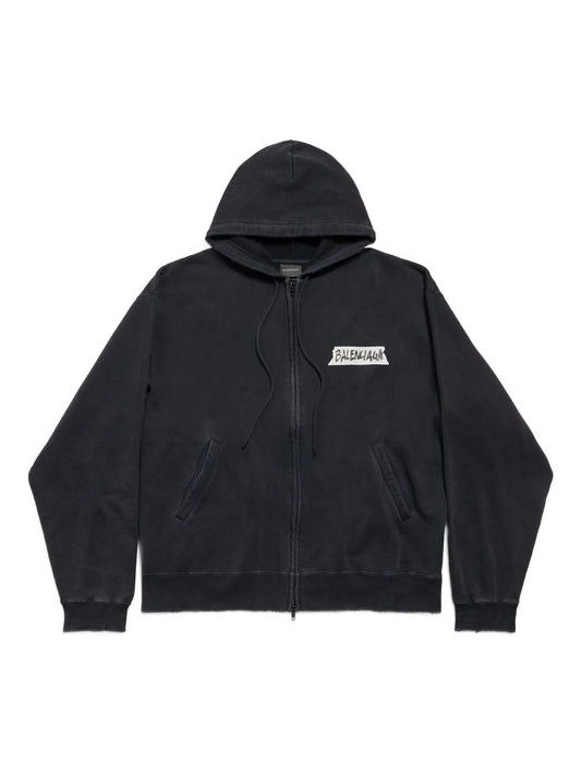 logo-detail zip-up hoodie