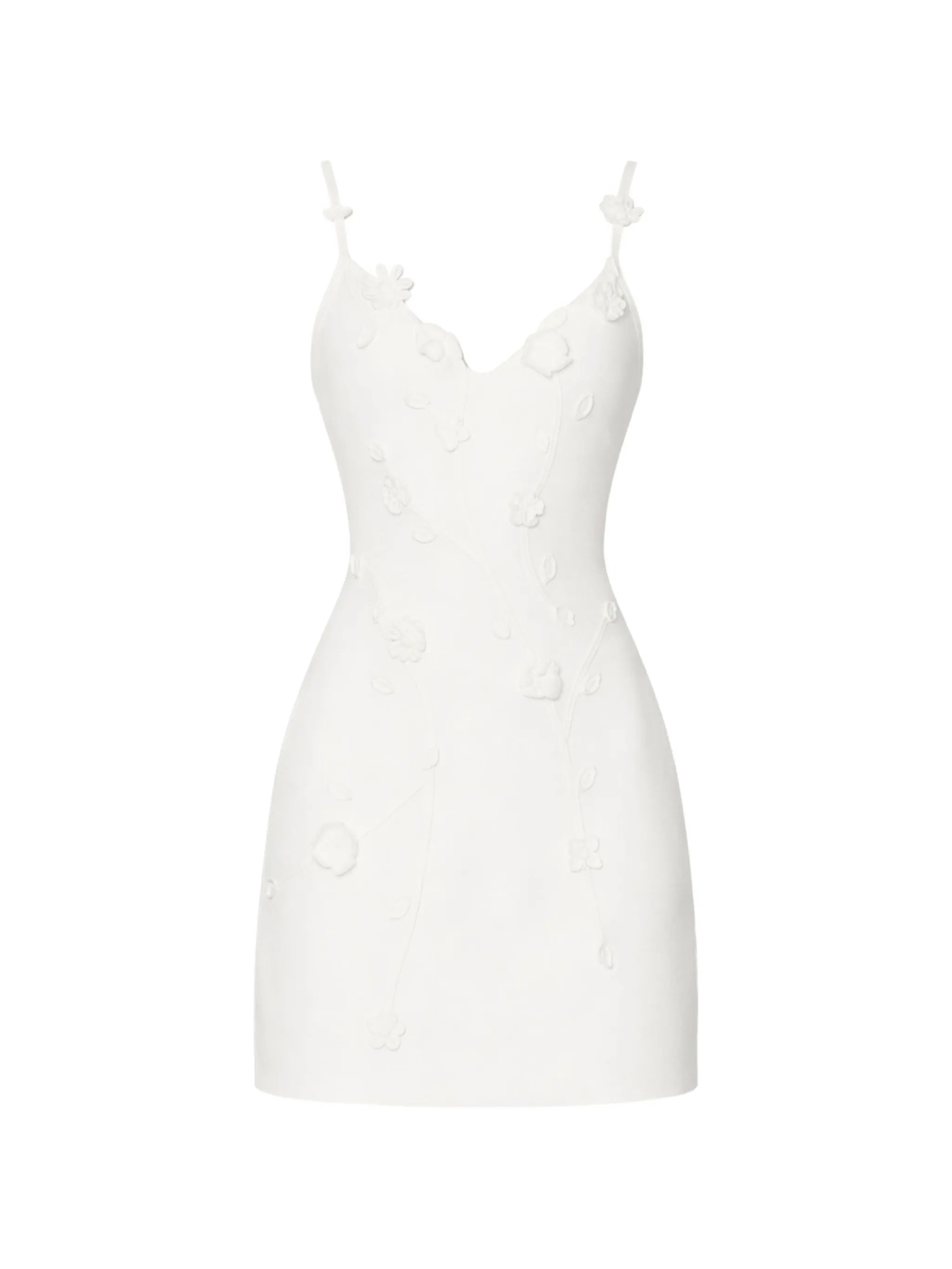floral-appliqué mini dress