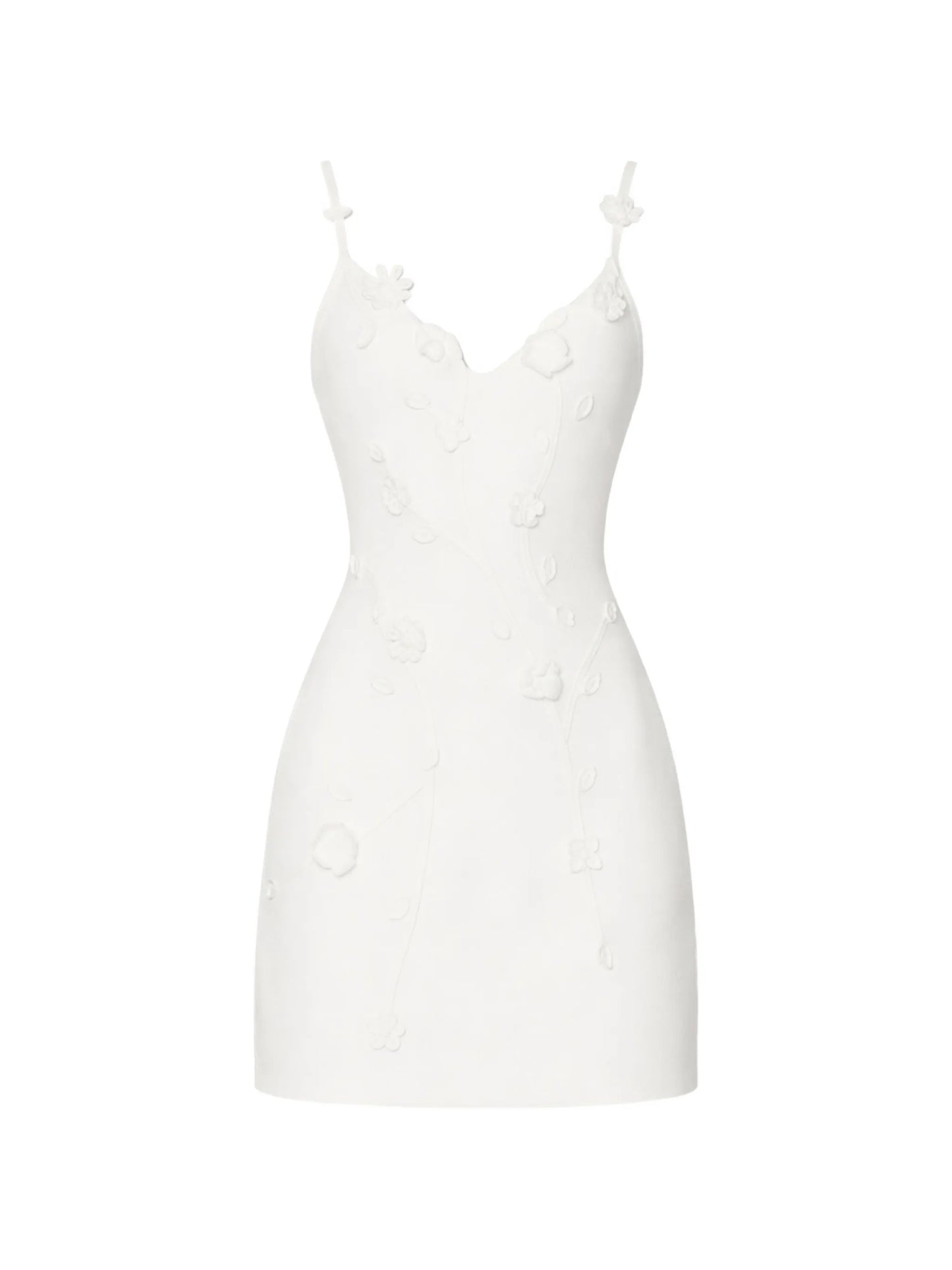 floral-appliqué mini dress