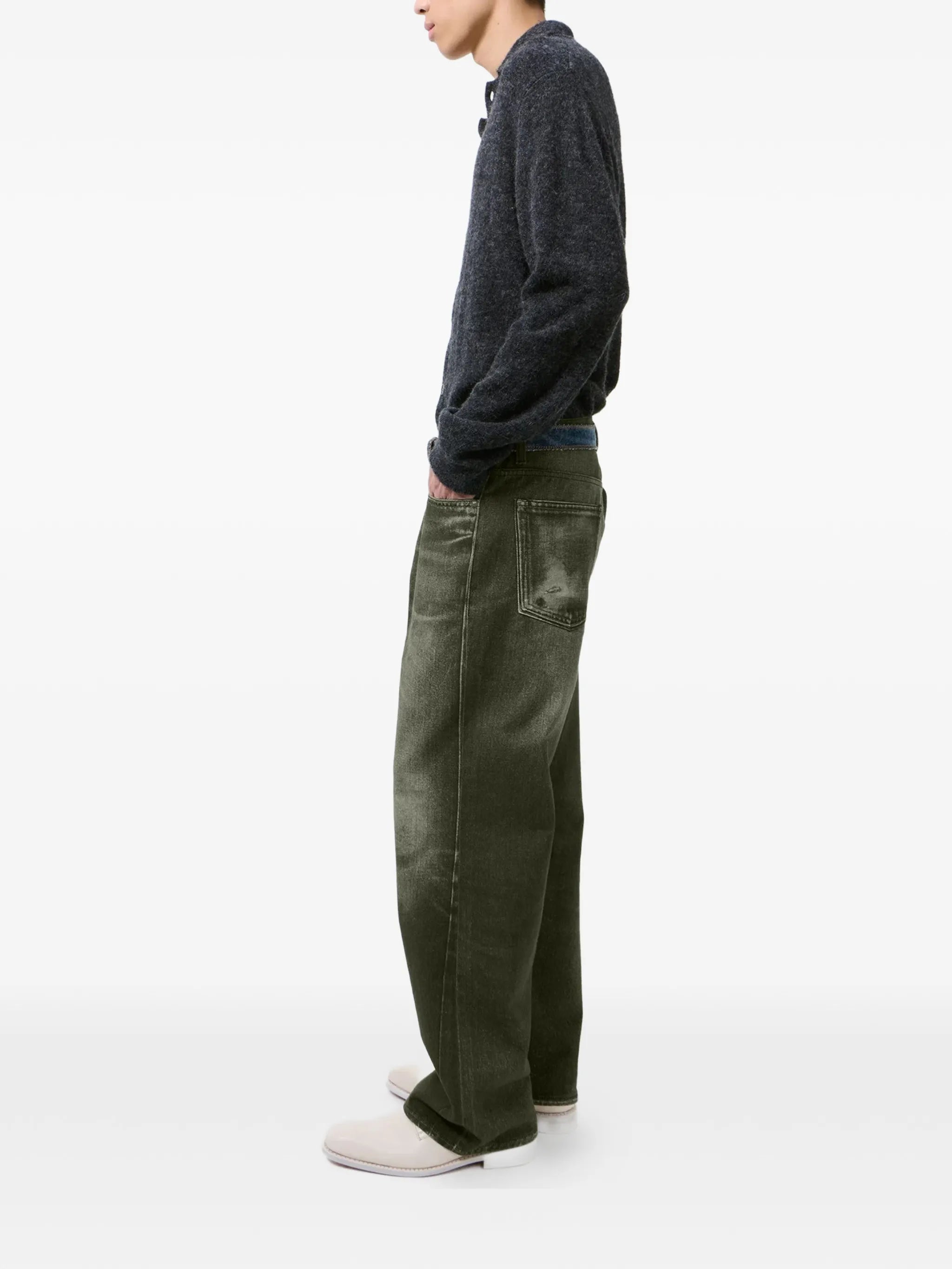 Third Cut five-pocket distressed jeans