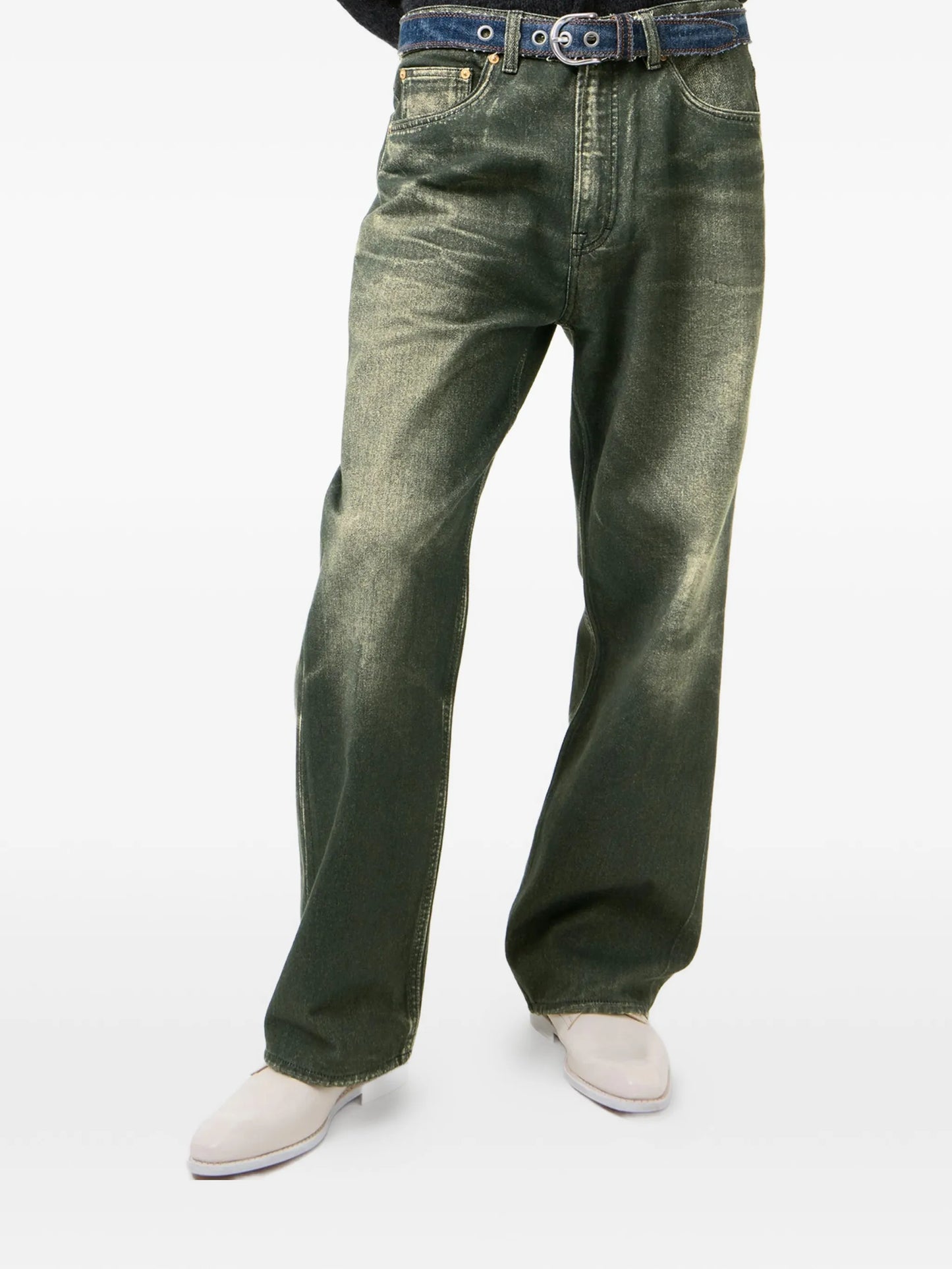 Third Cut five-pocket distressed jeans