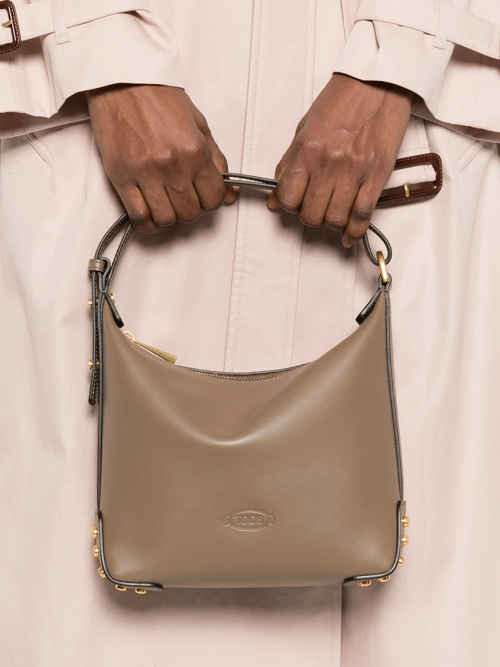 medium studded leather bucket bag
