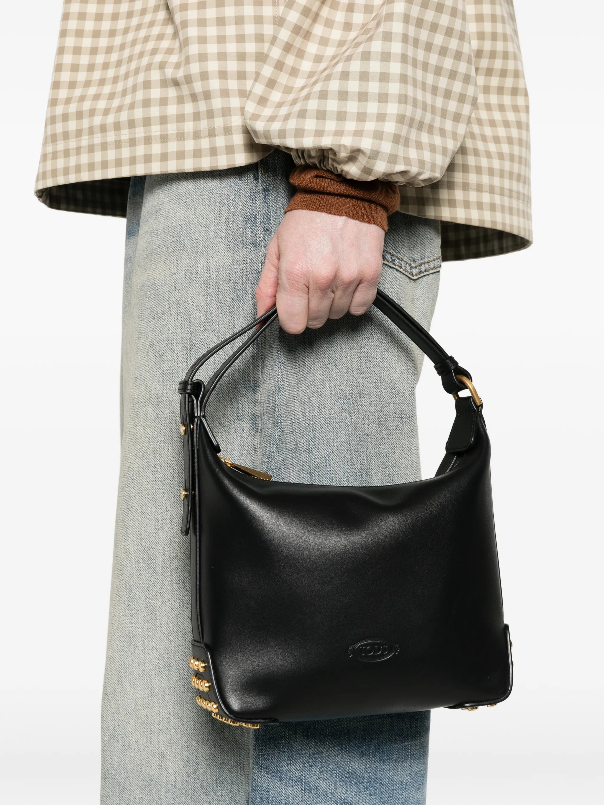 stud-embellishment leather tote bag