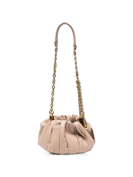 Plissé leather shoulder bag