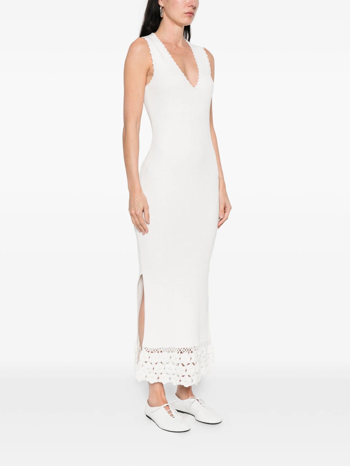 crochet V-neck long dress
