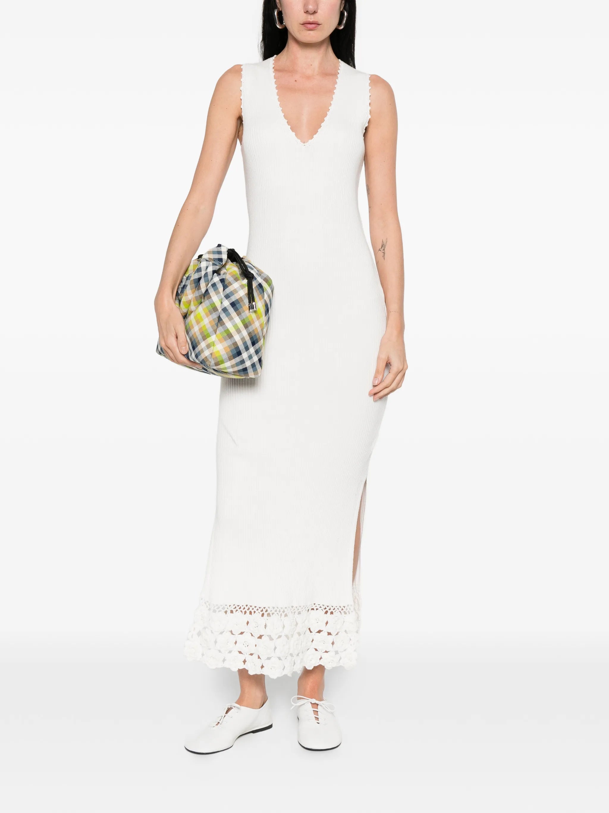 crochet V-neck long dress