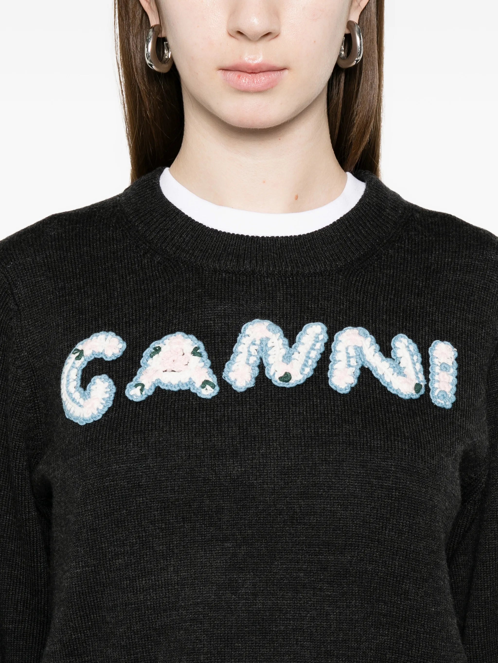 appliqué crew neck knitwear