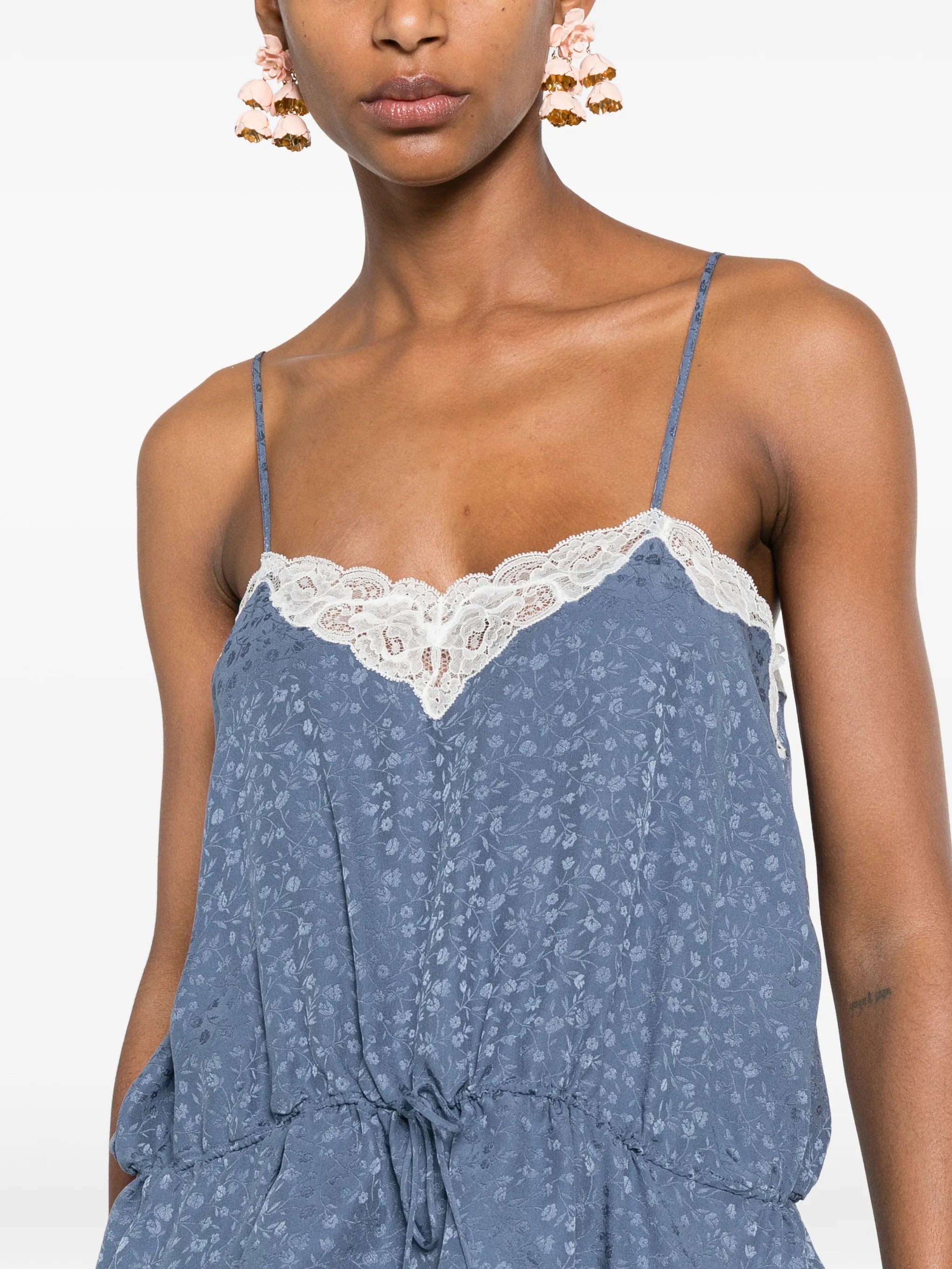 lace-trimmed silk cami top