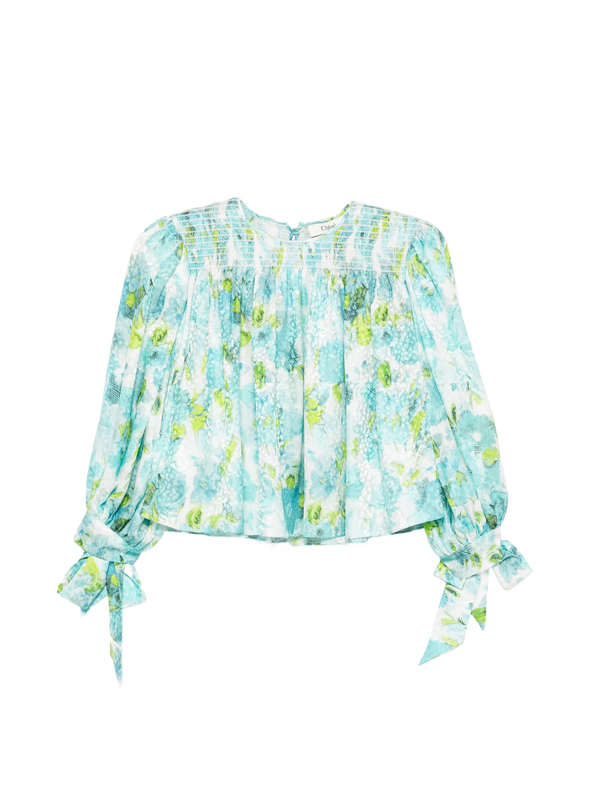 floral-detail crew neck blouse