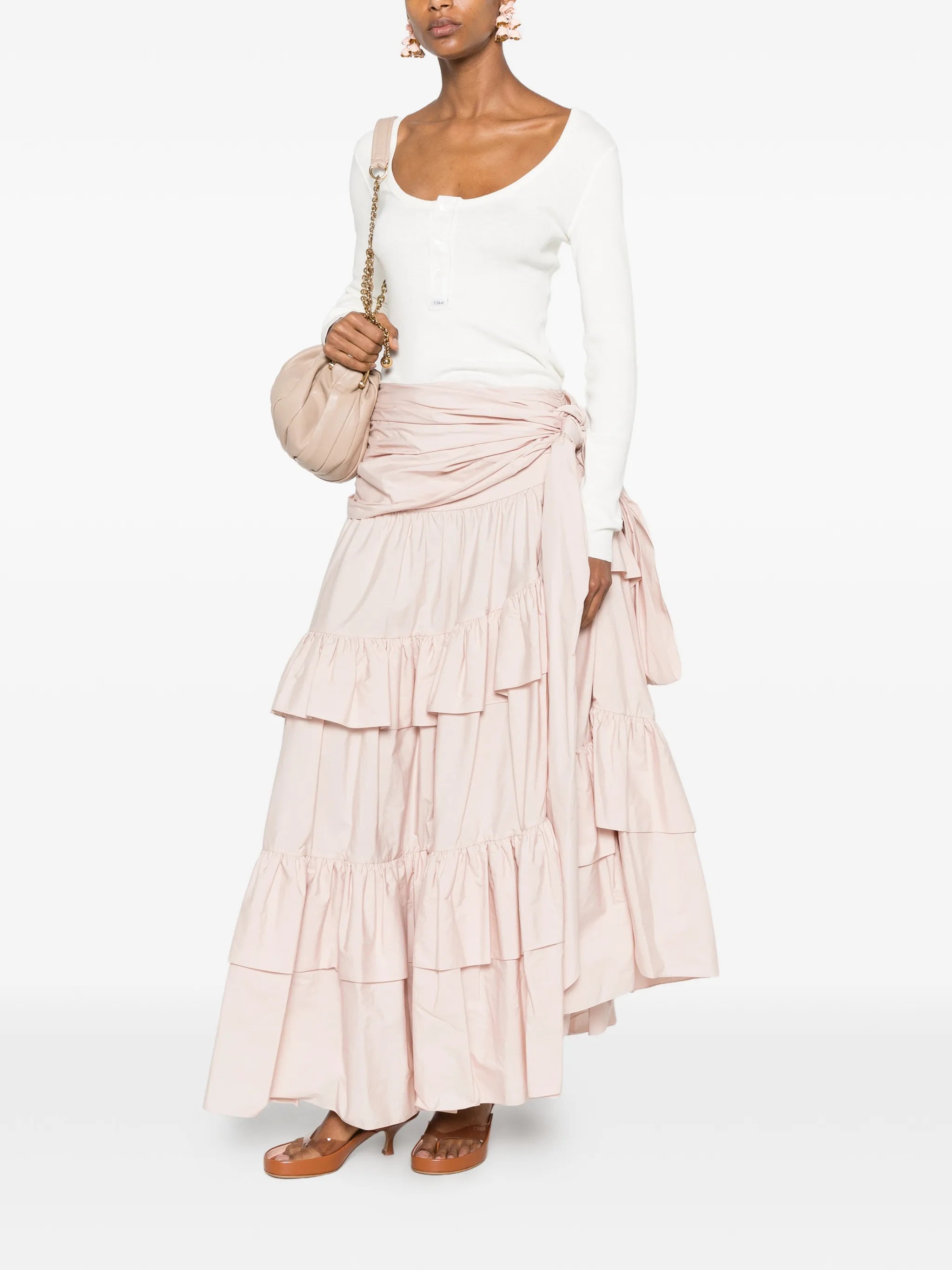 ruffled tiered maxi skirt