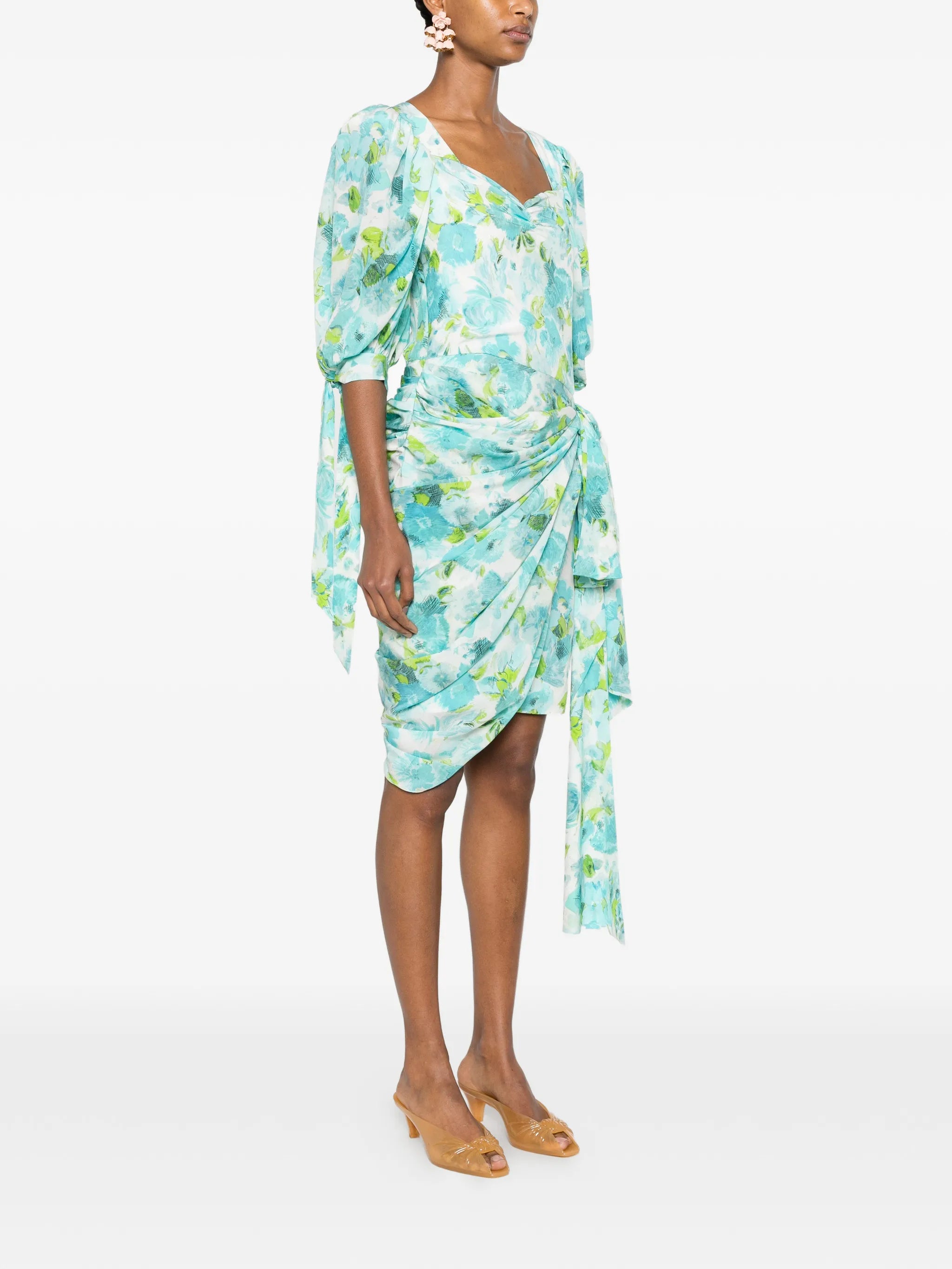 floral-print asymmetric midi dress