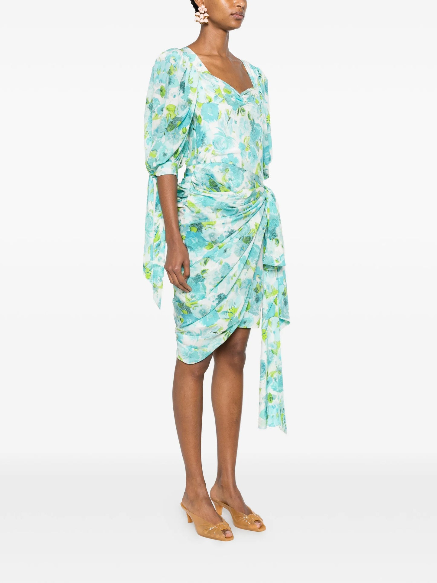 floral-print asymmetric midi dress
