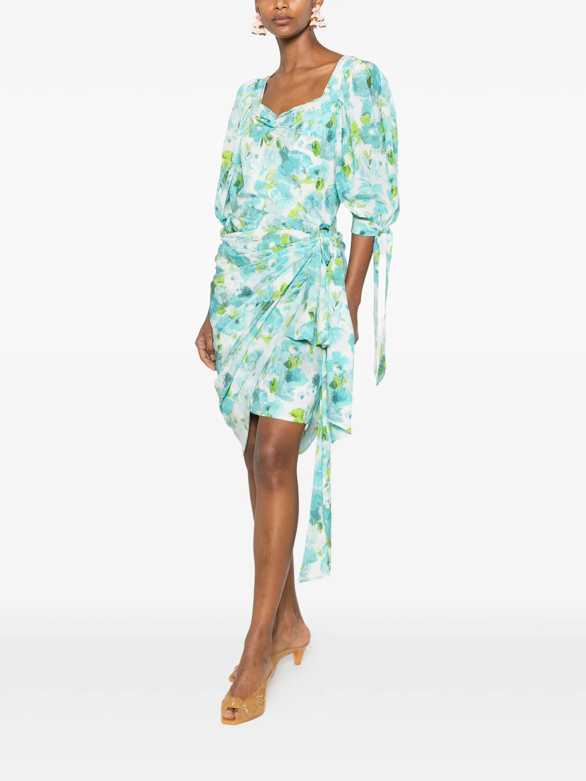 floral-print asymmetric midi dress