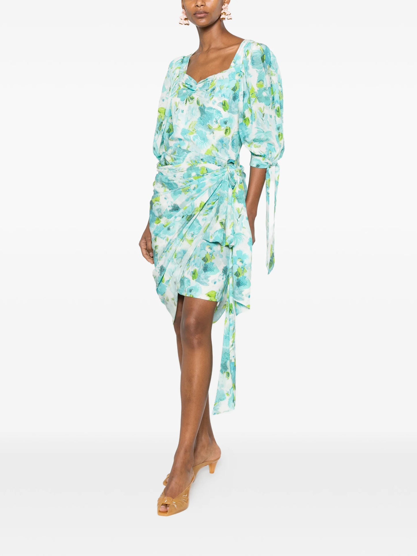 floral-print asymmetric midi dress