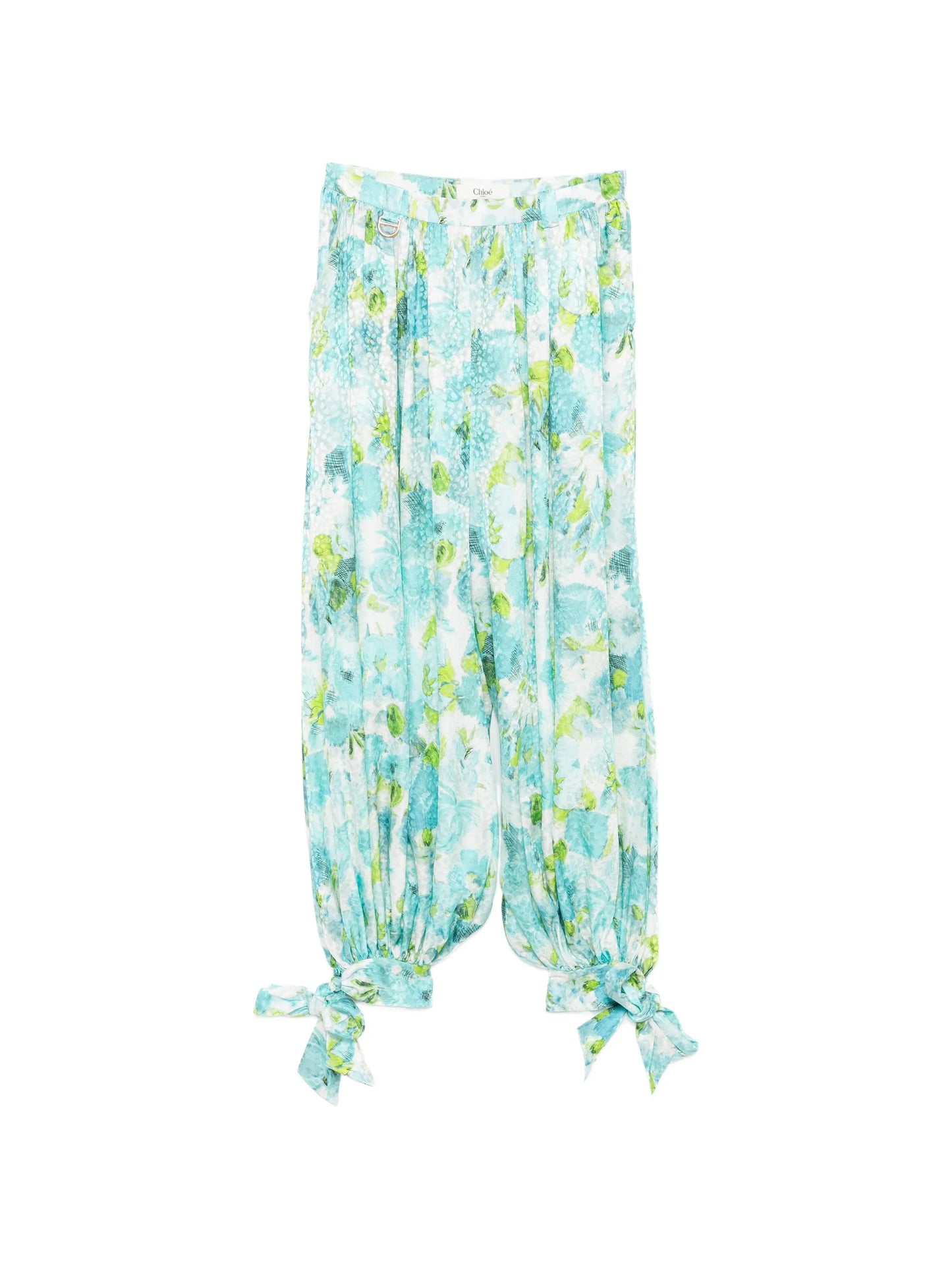 floral-print pleated trousers