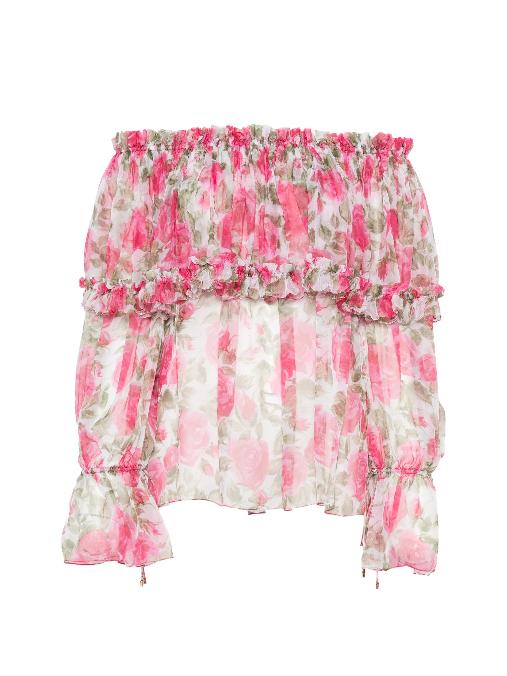 floral-print ruffled blouse