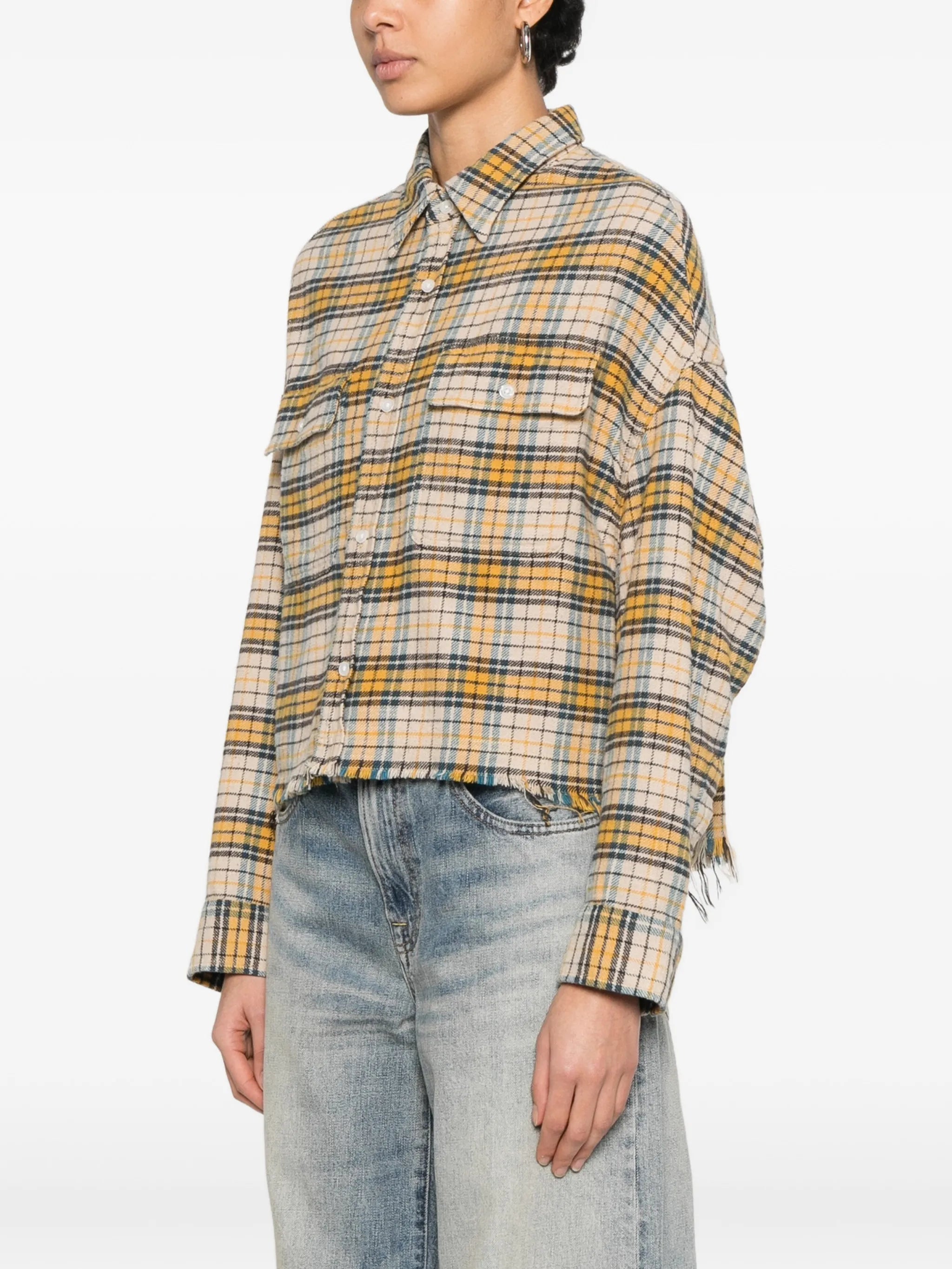 plaid frayed shirt