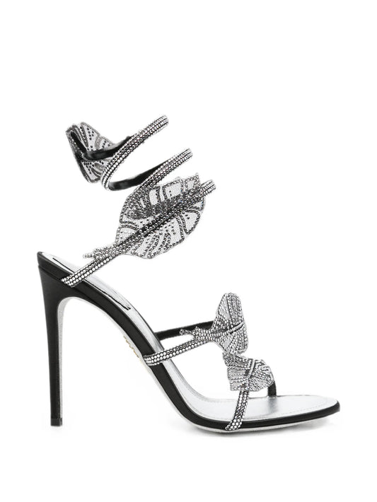 Leaf crystal-embellished heeled sandals