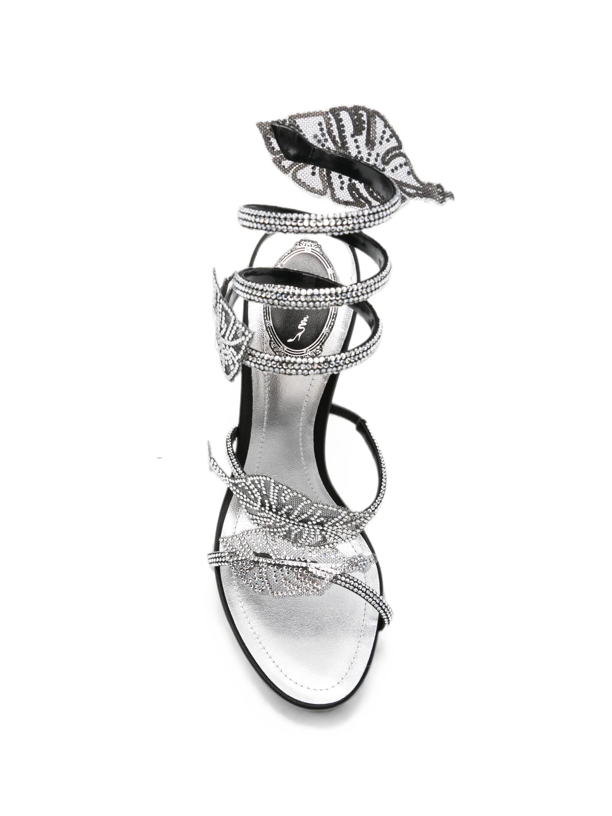 Leaf crystal-embellished heeled sandals