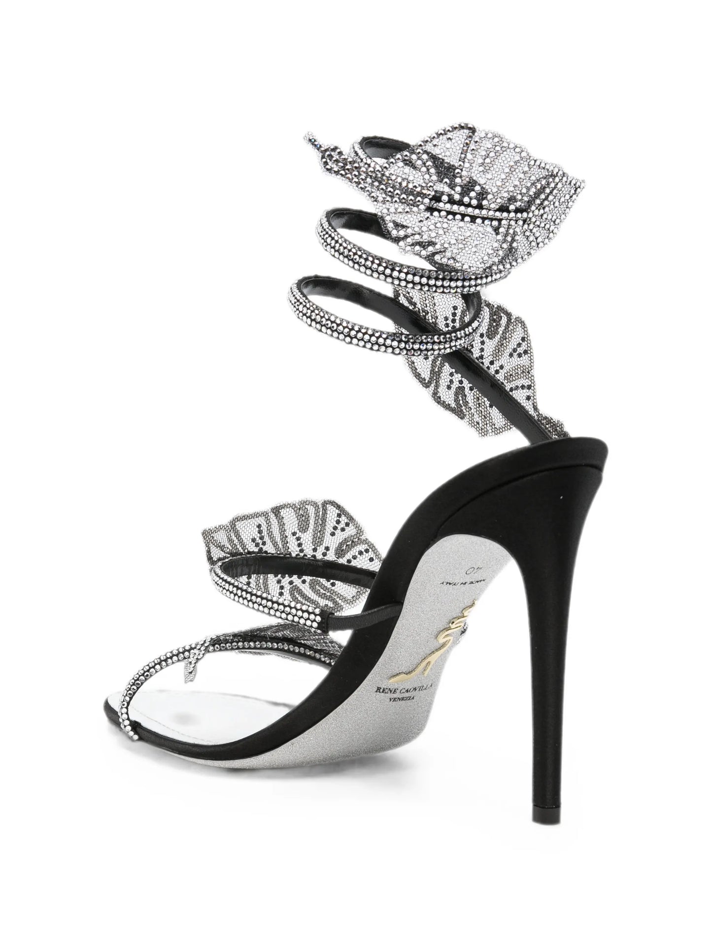 Leaf crystal-embellished heeled sandals