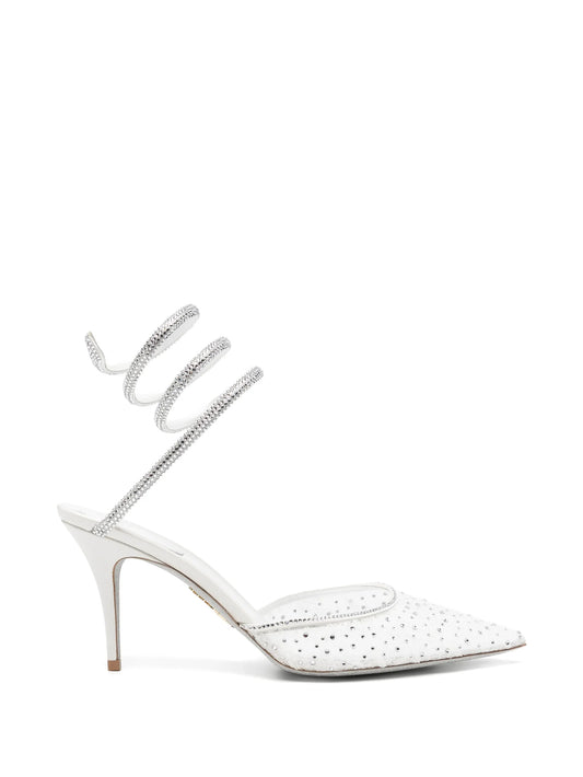 Belle crystal-embellished lace pumps
