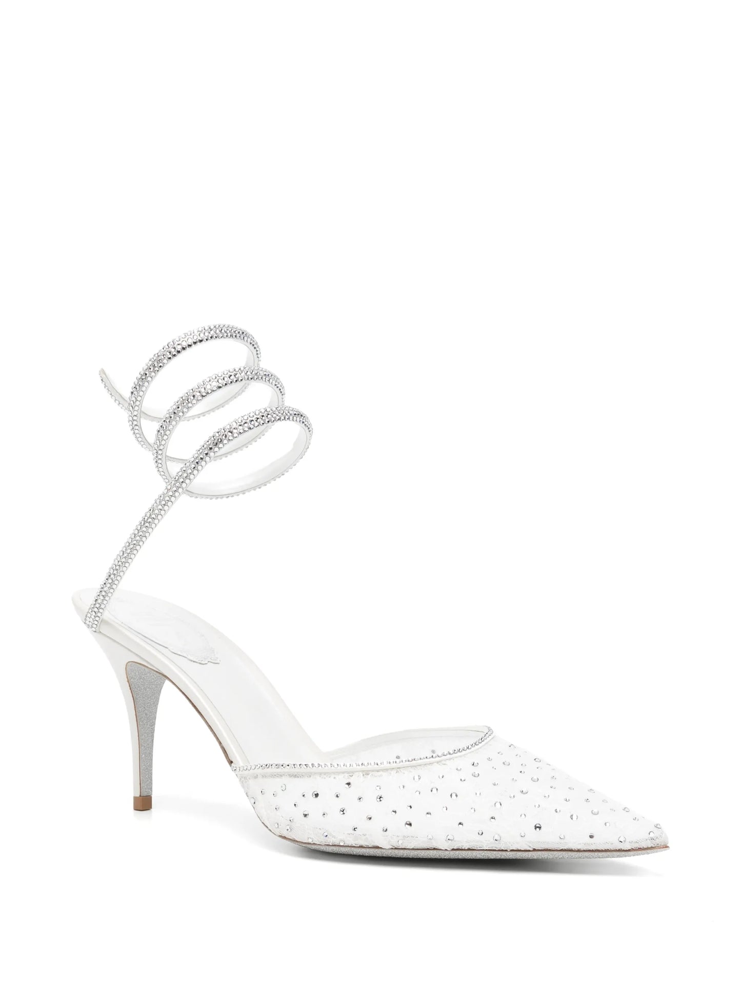 Belle crystal-embellished lace pumps