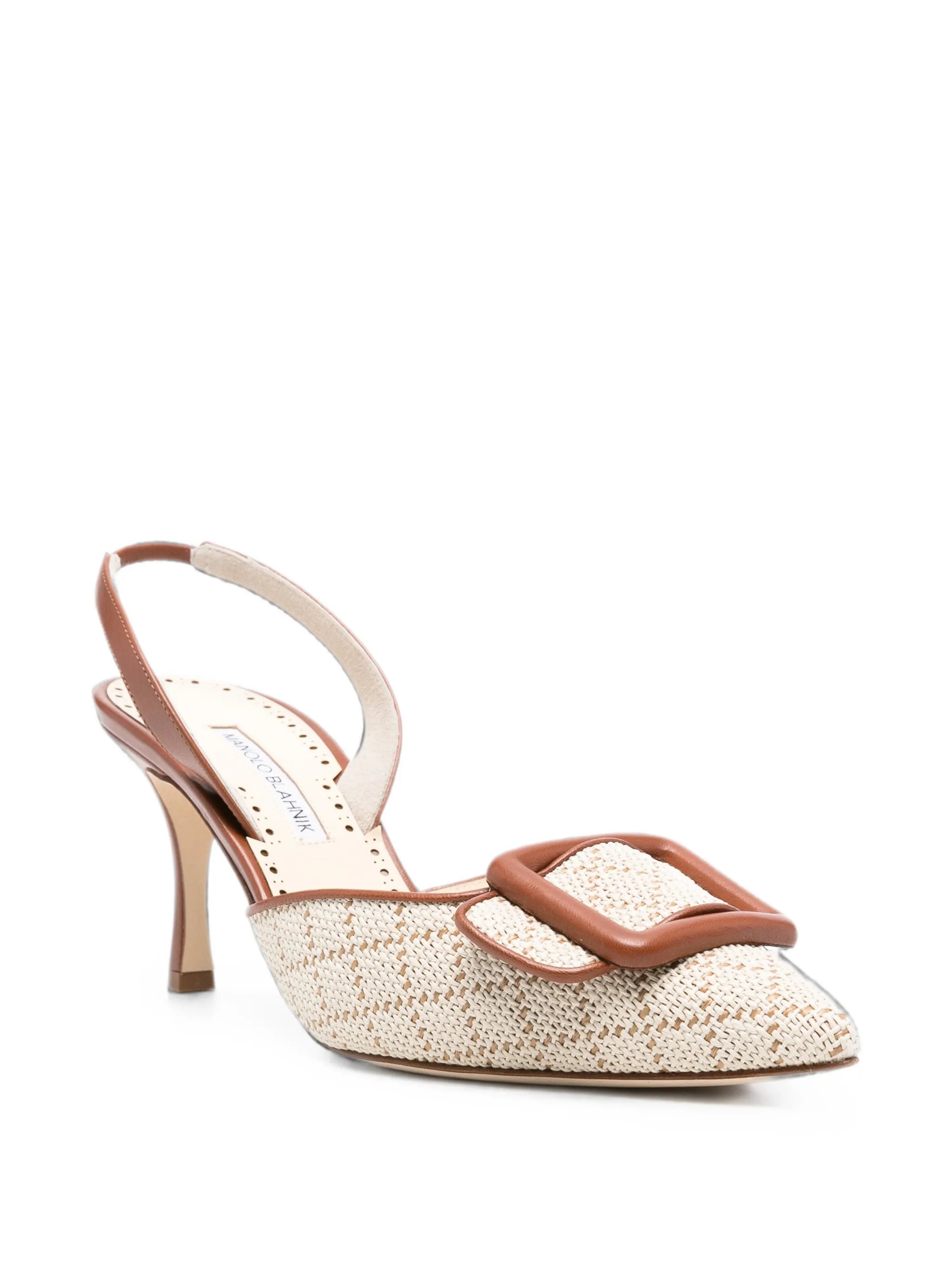 Mayslibi buckle-detail raffia pumps