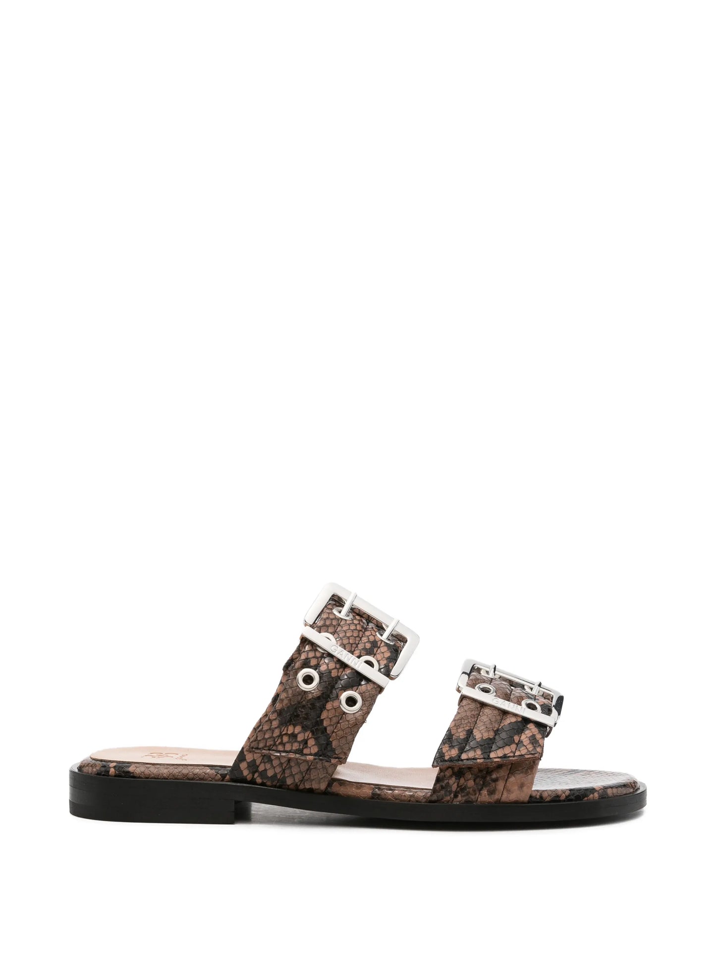 buckle-fastening snakeskin-effect sandals