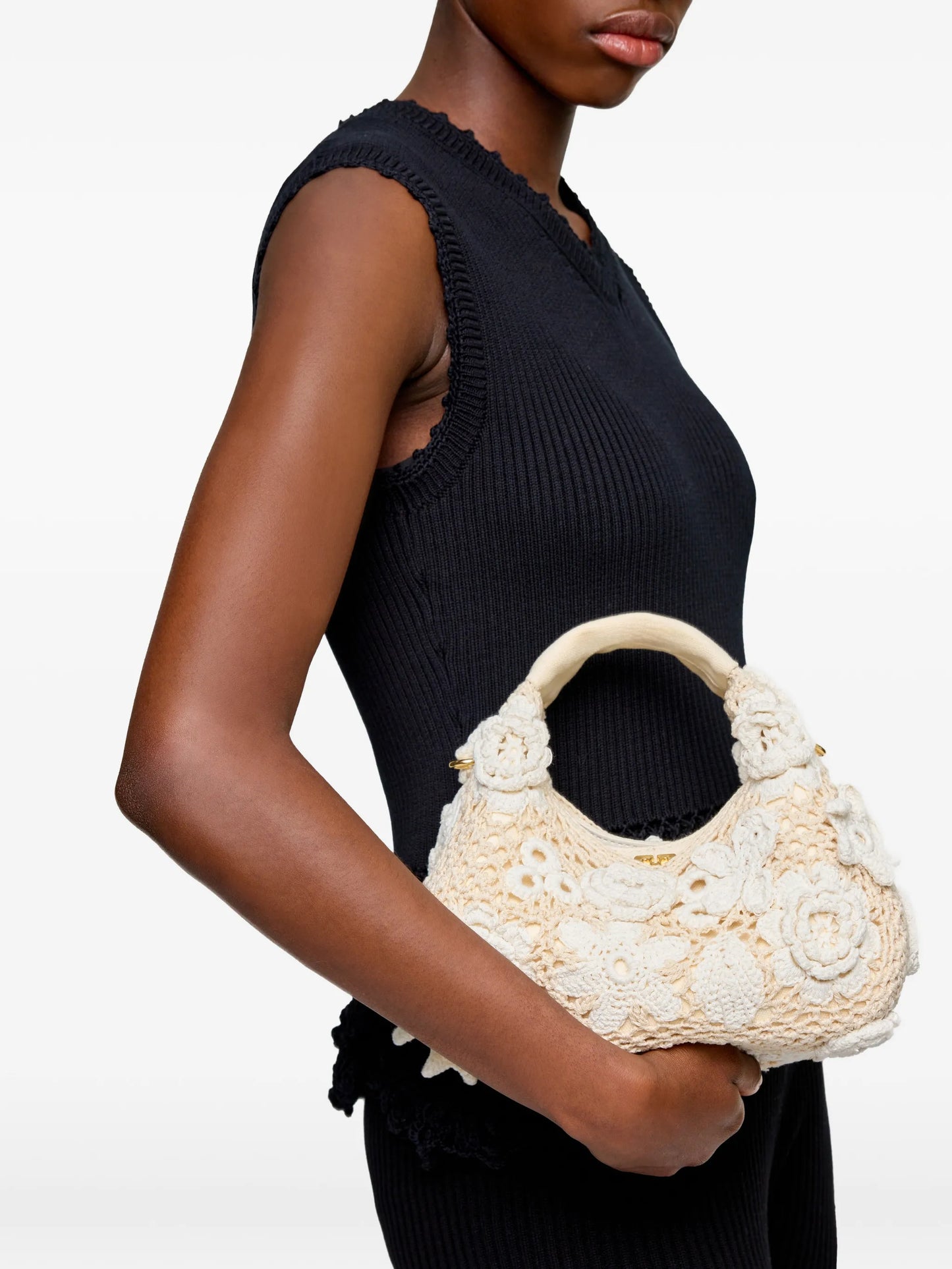 floral crochet tote bag