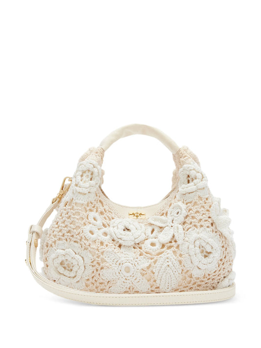 floral crochet tote bag