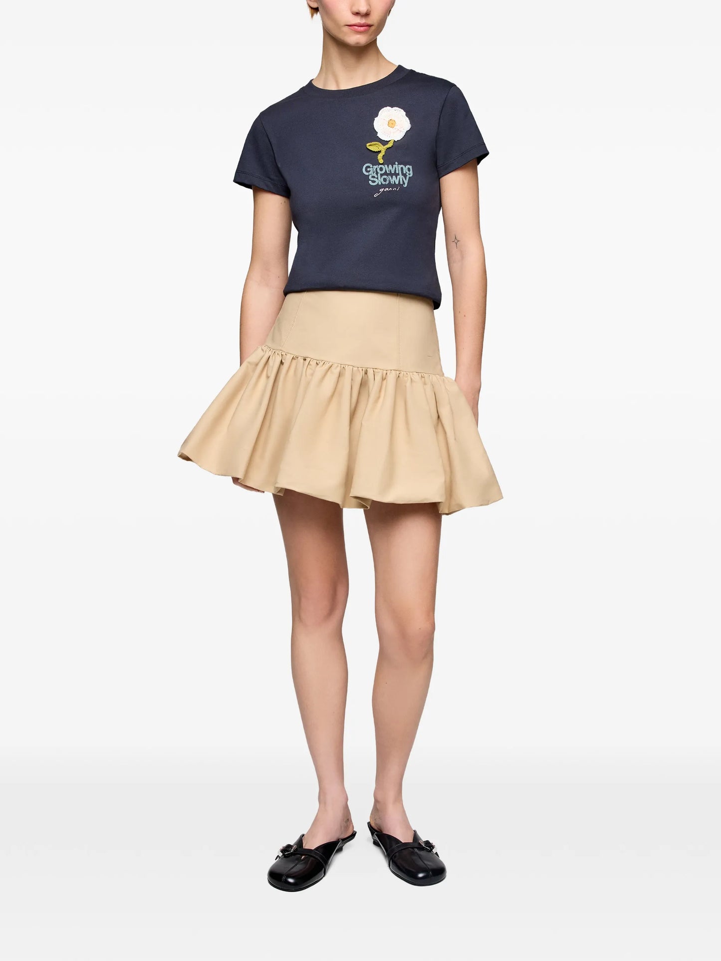 ruffled mini skirt