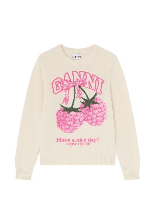 raspberry graphic-print jumper