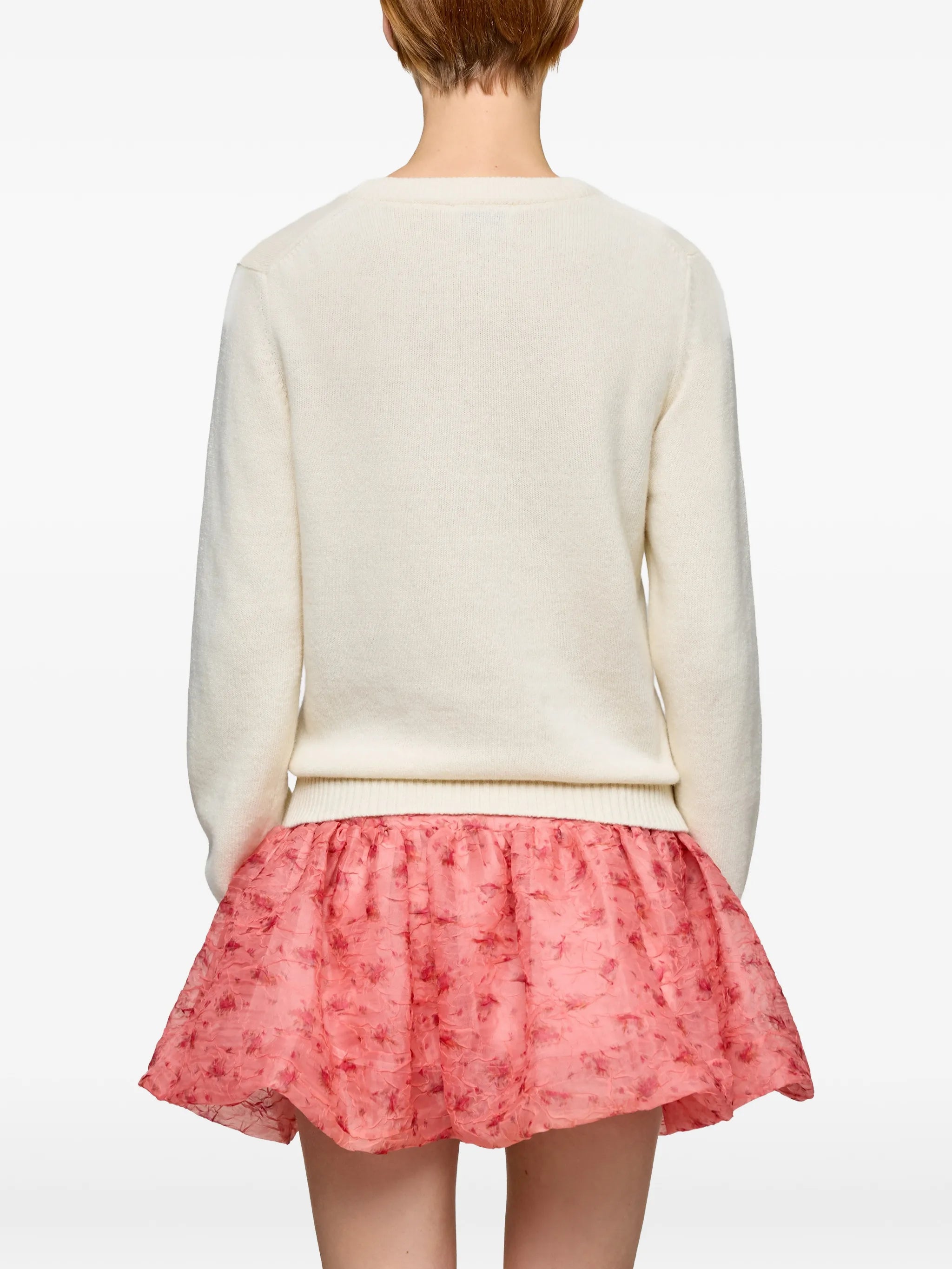 raspberry graphic-print jumper