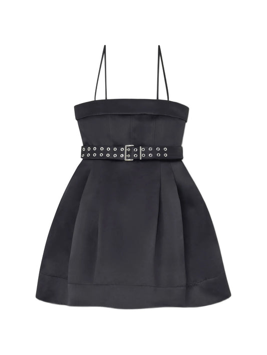 mini belted spaghetti-strap dress