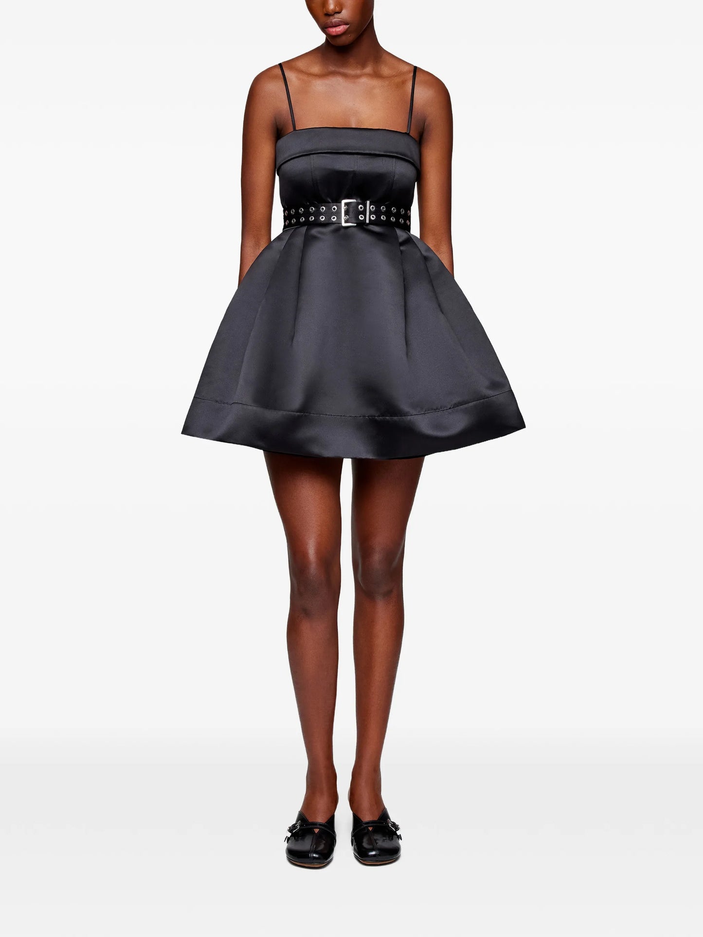 mini belted spaghetti-strap dress