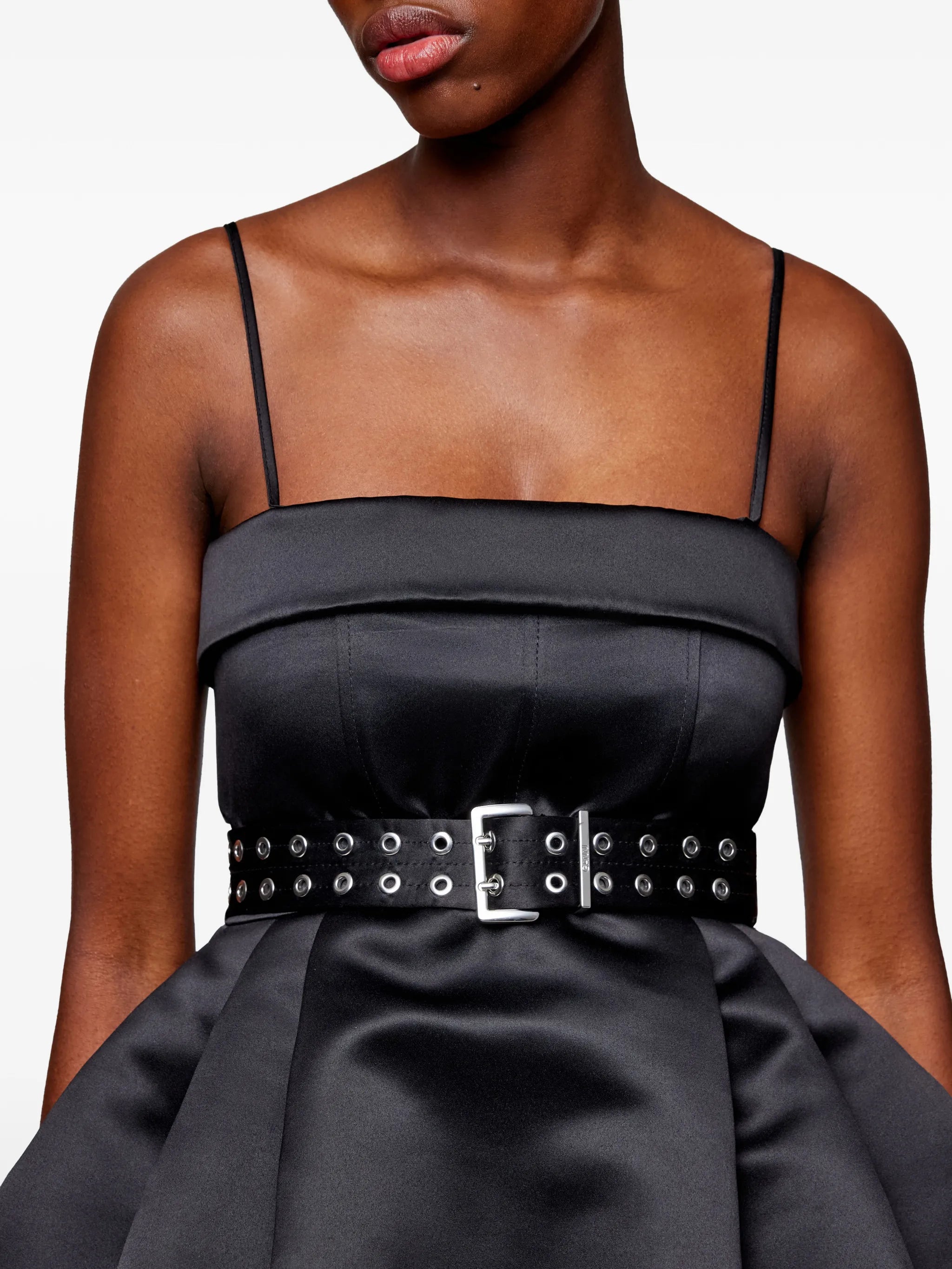 mini belted spaghetti-strap dress