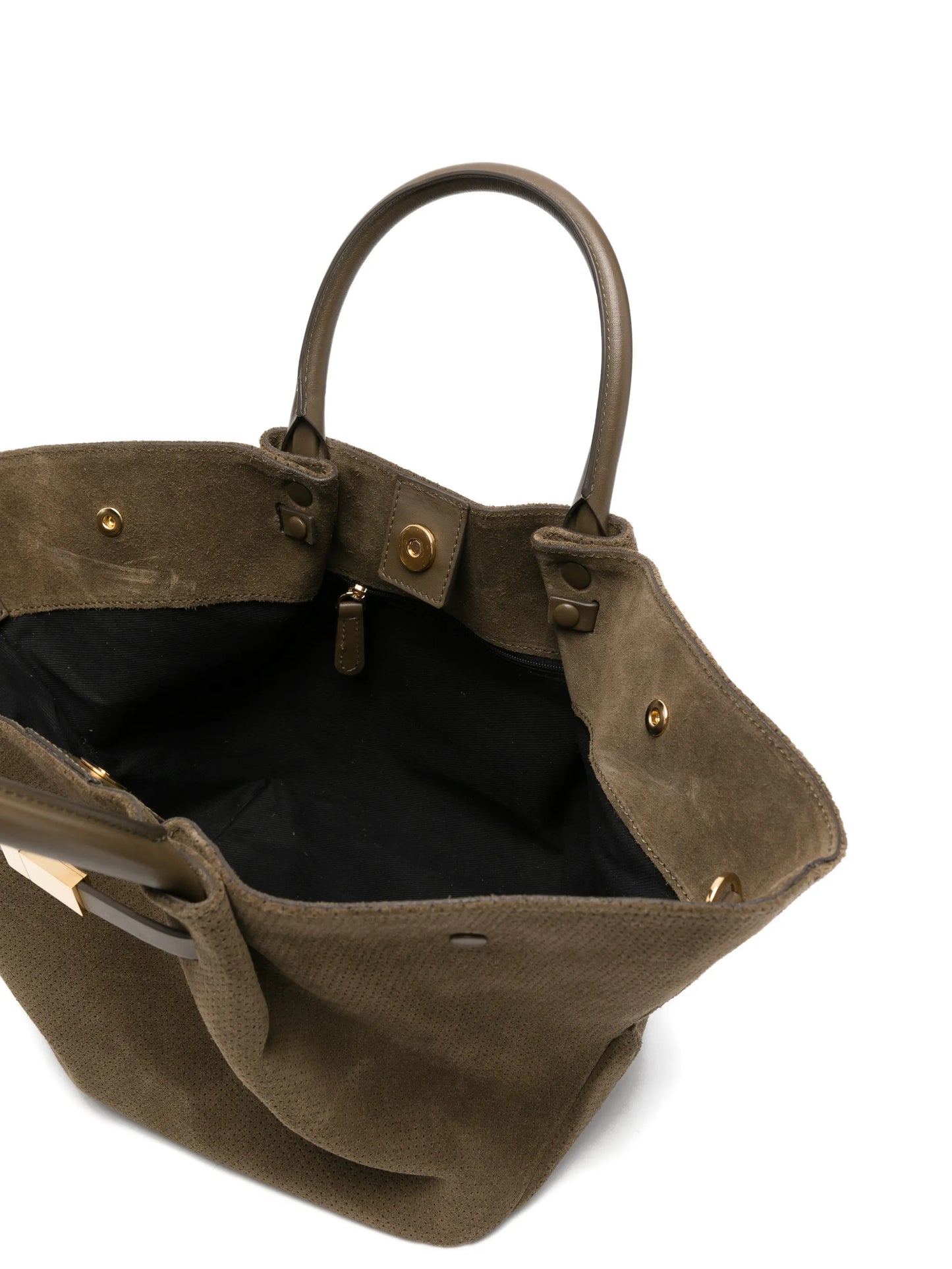 Midi New York perforated-detail suede tote bag