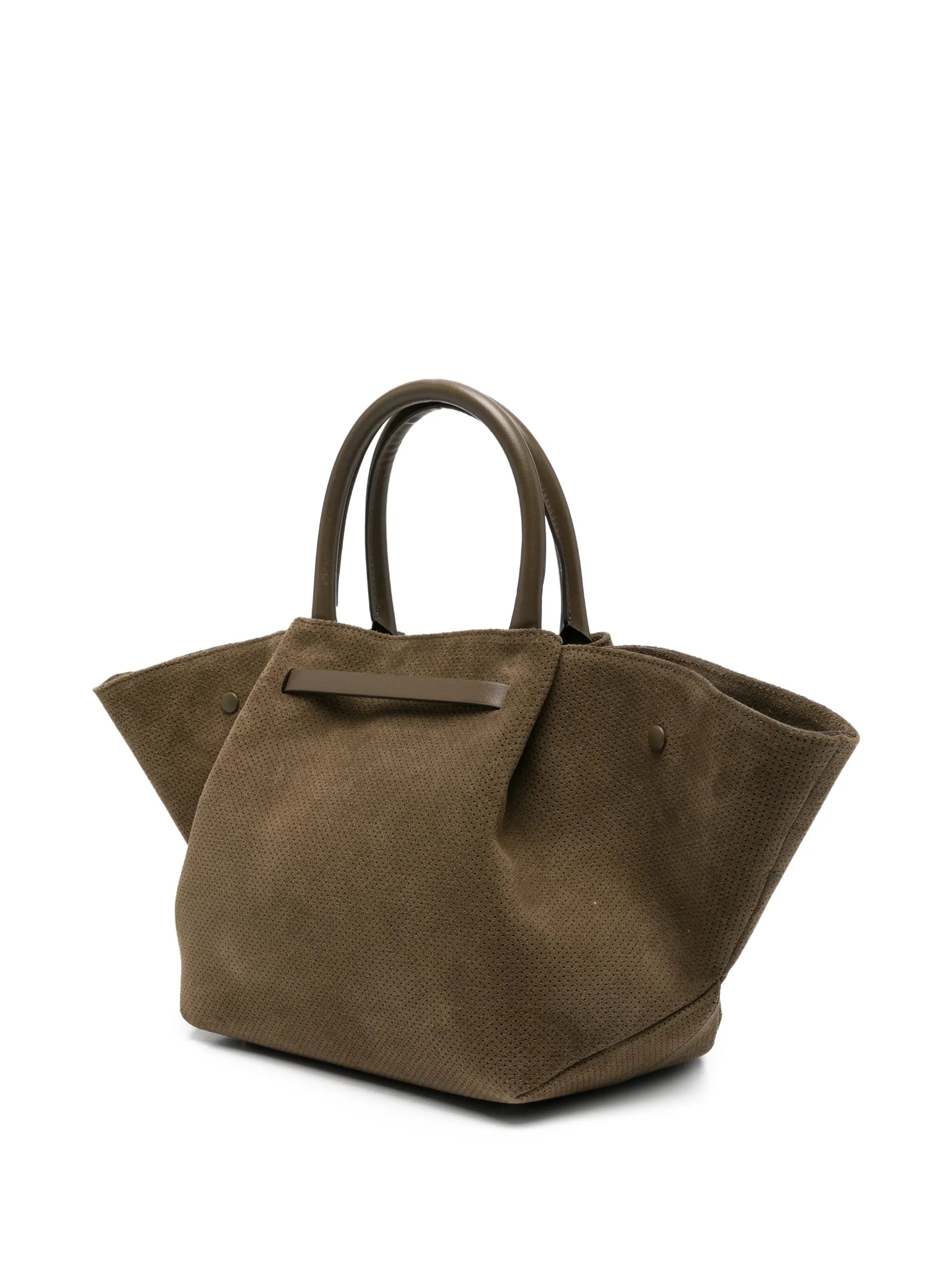 Midi New York perforated-detail suede tote bag