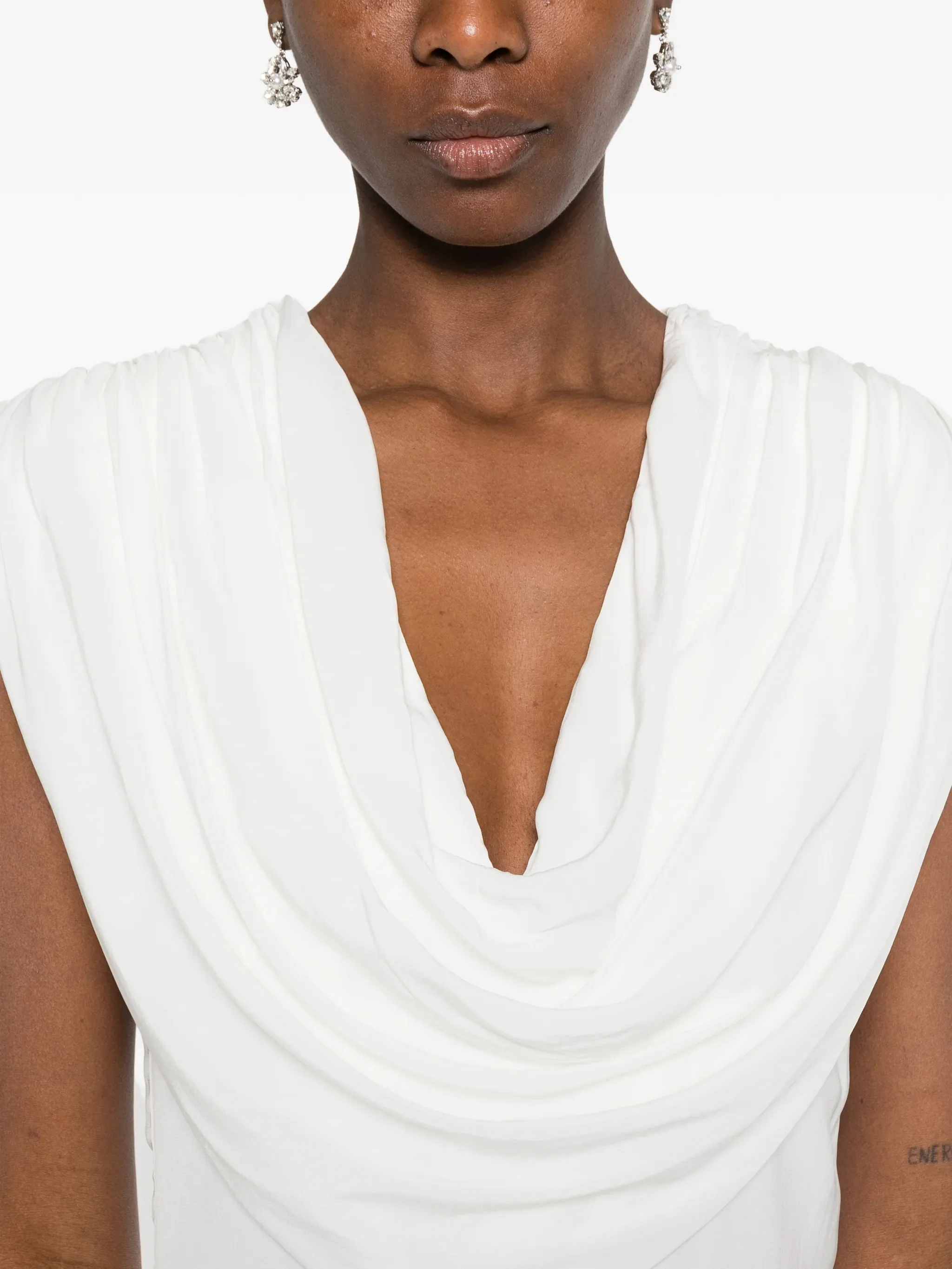 Maxi Waterfall sleeveless dress