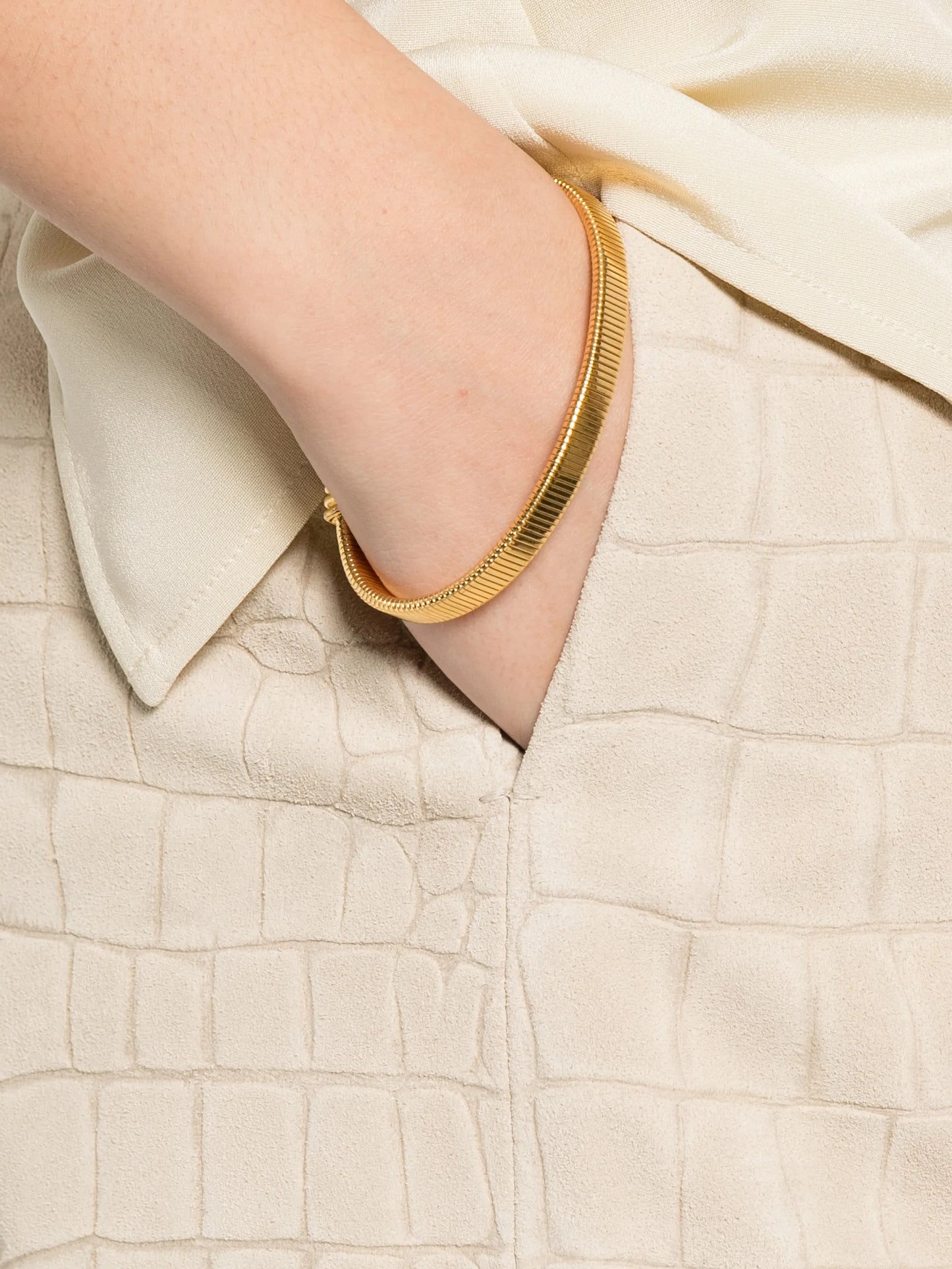 Tieve croc-effect trousers