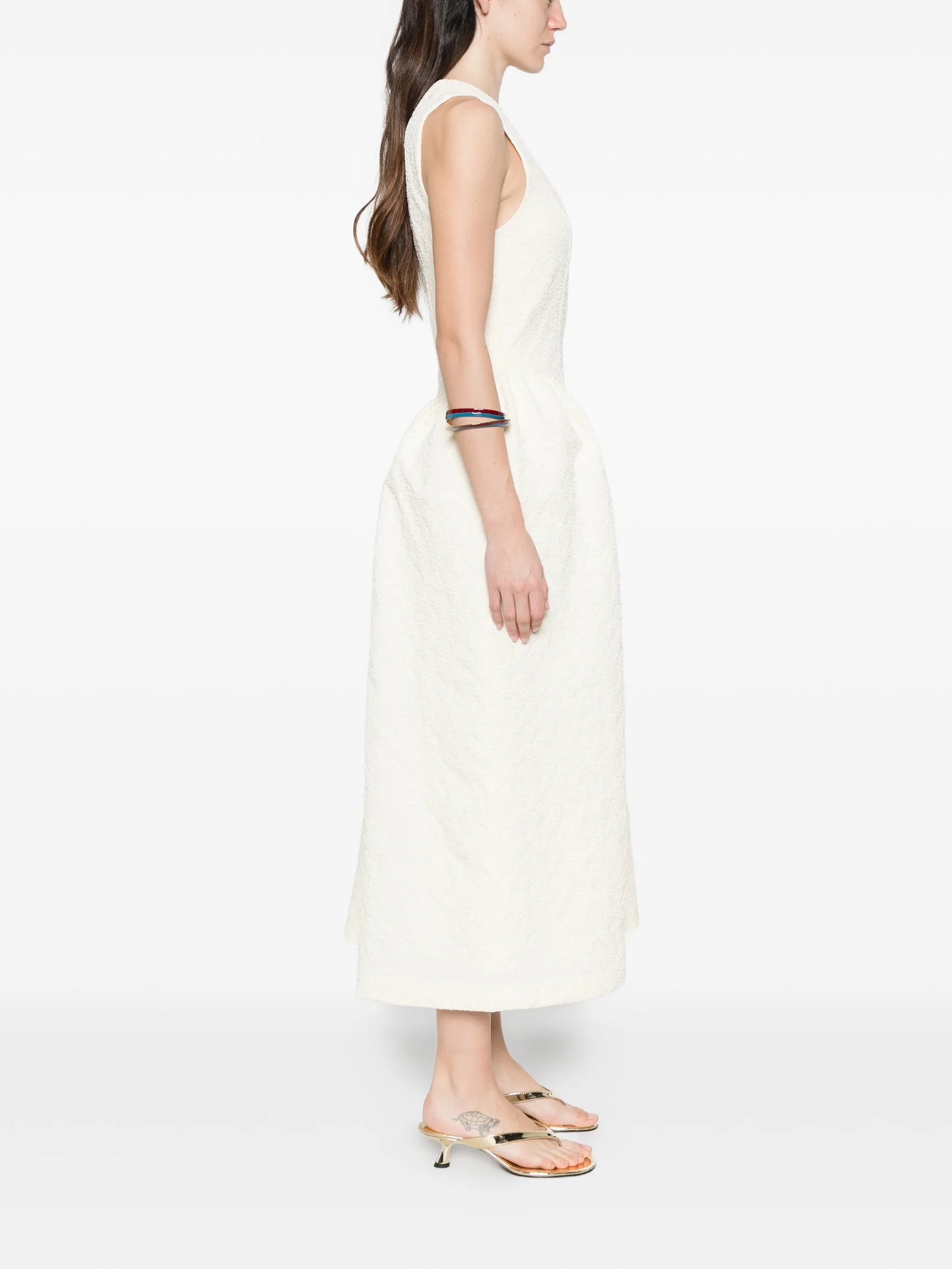 round-neck midi dress