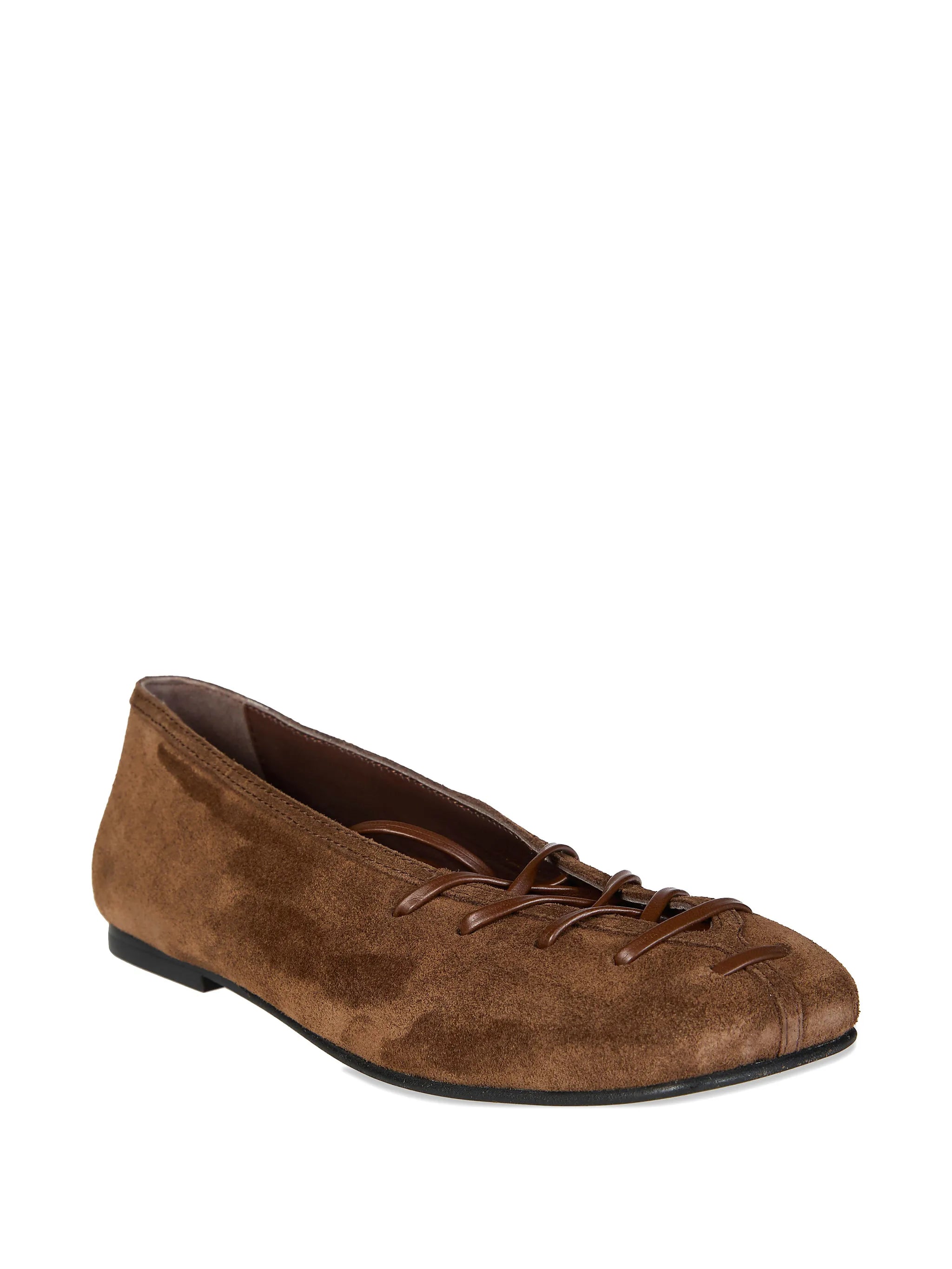 laced suede ballet flats