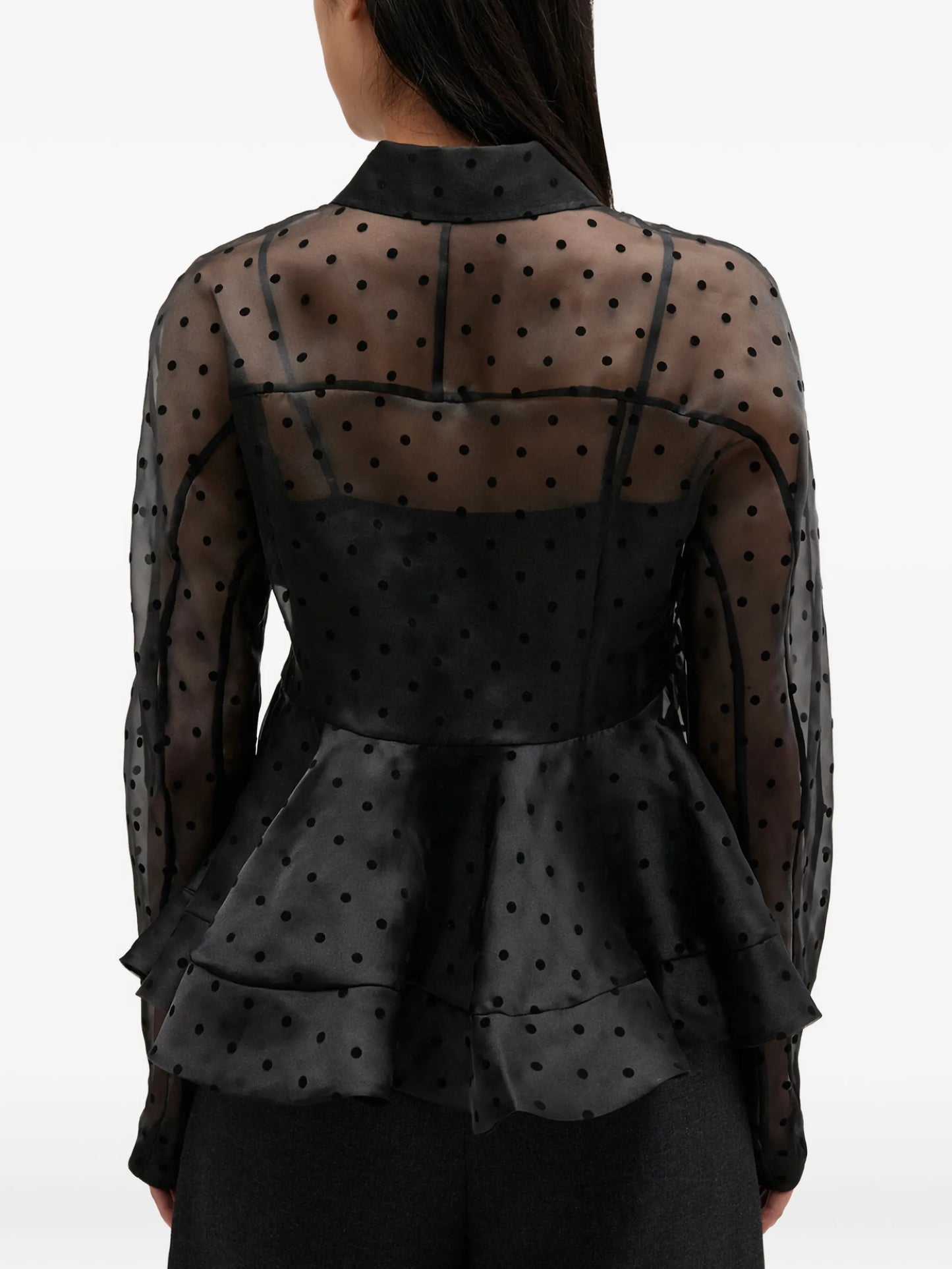 polka-dot peplum shirt