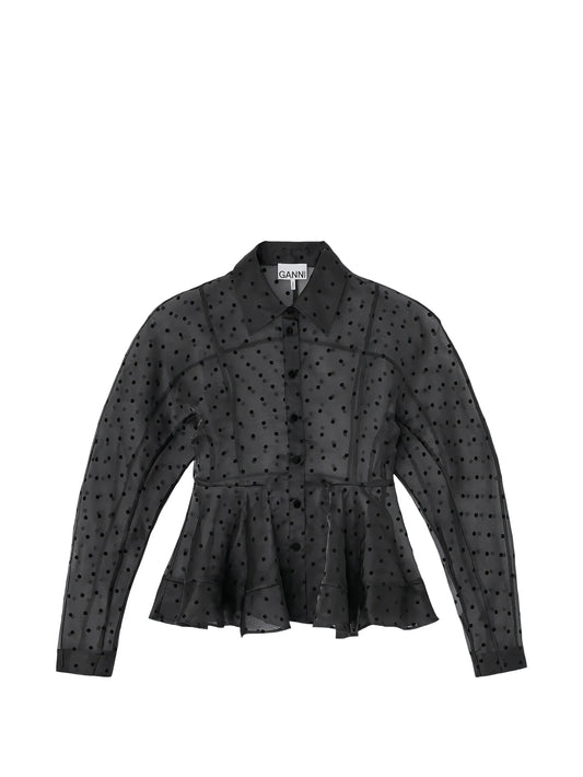 polka-dot peplum shirt