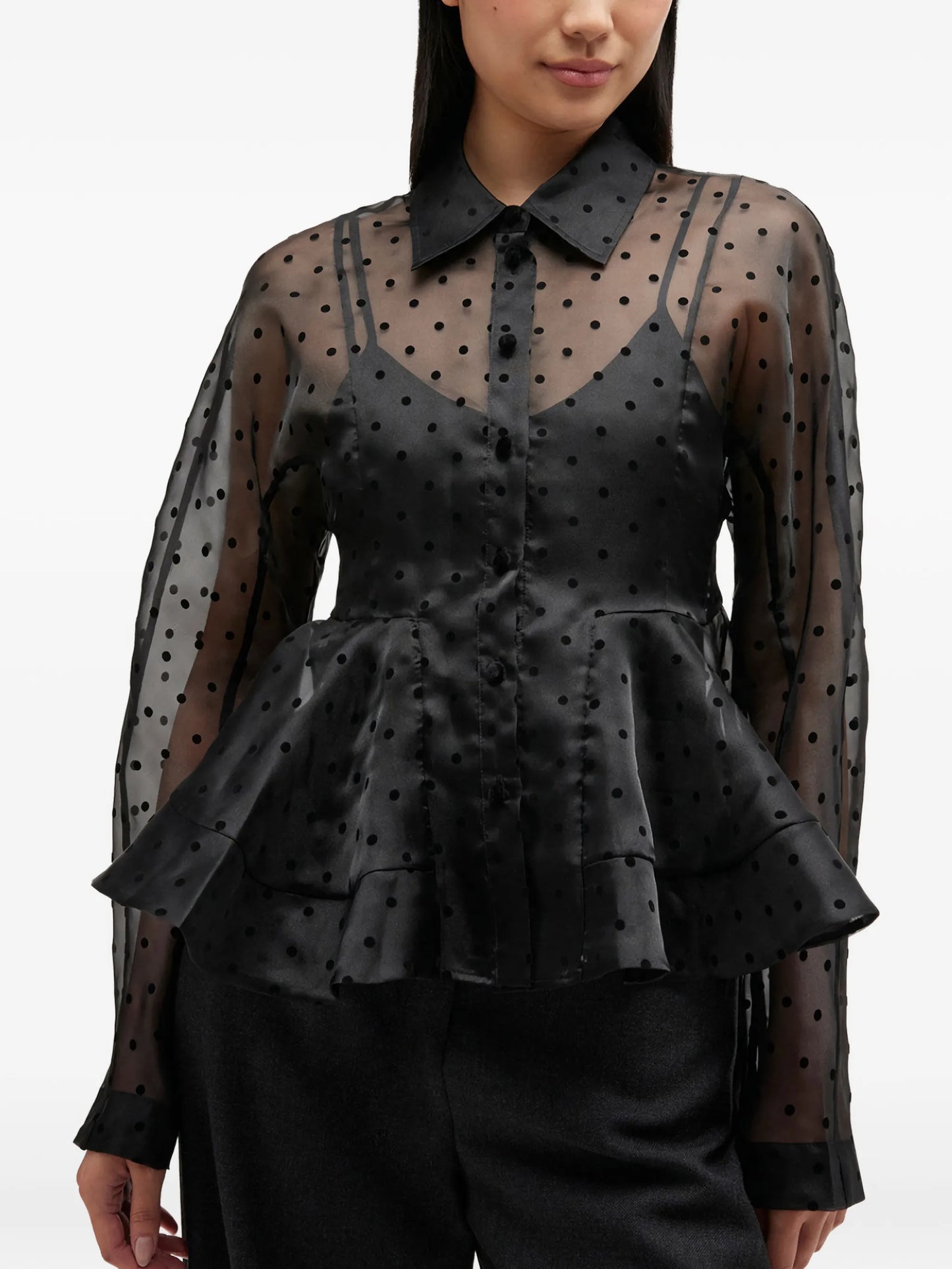 polka-dot peplum shirt