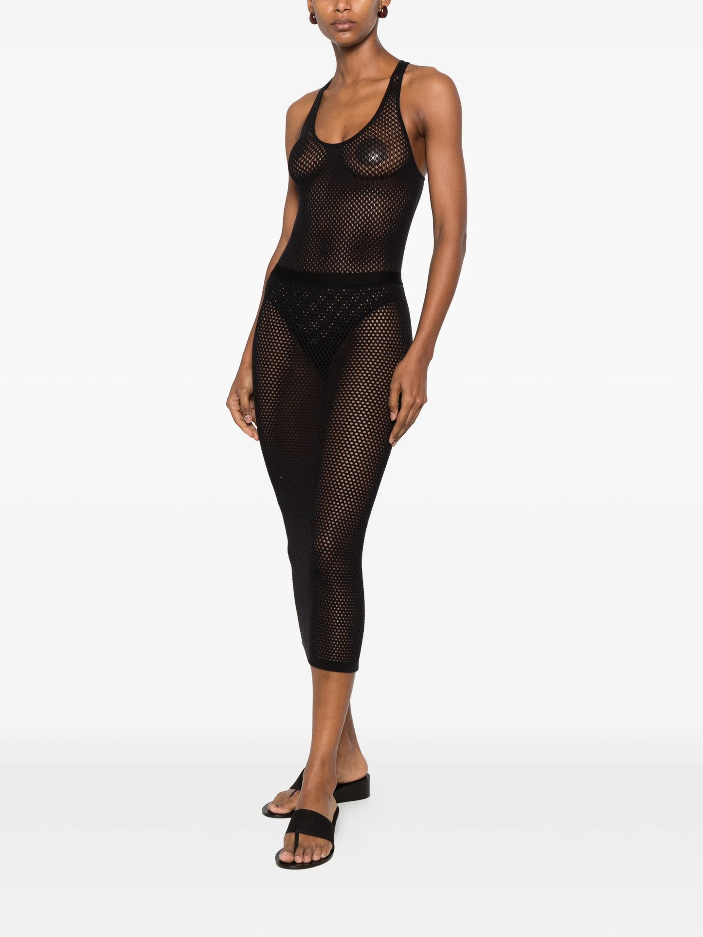 x RHW mesh midi skirt
