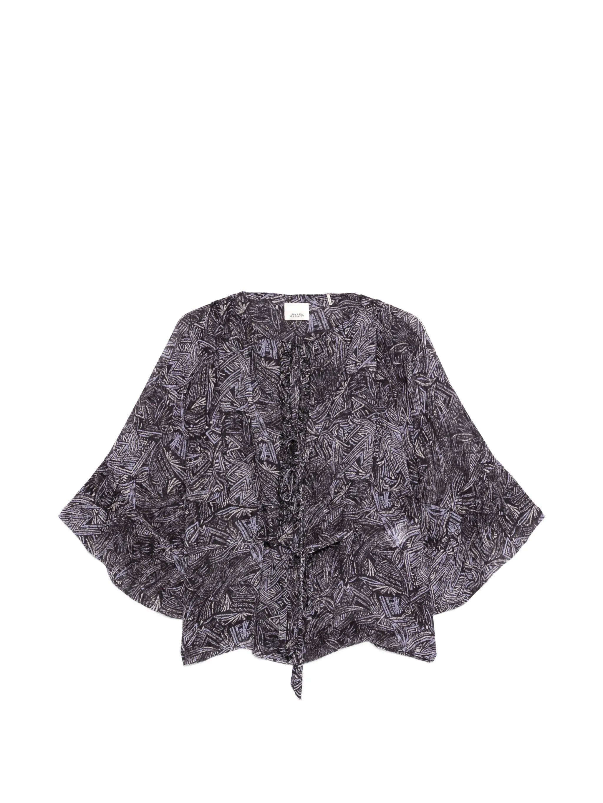 Tekia abstract-print ruffled shirt