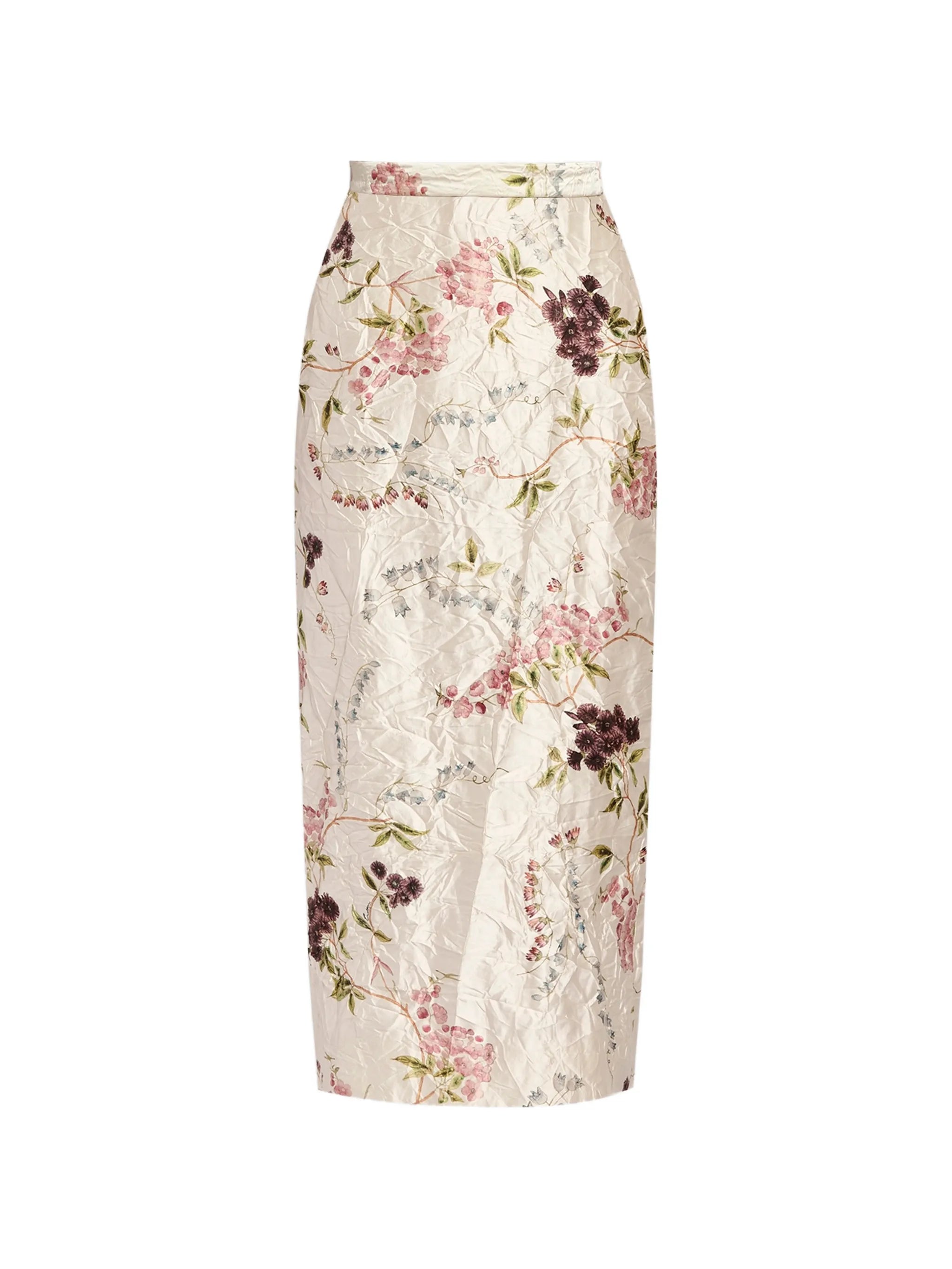 textured floral midi skirt