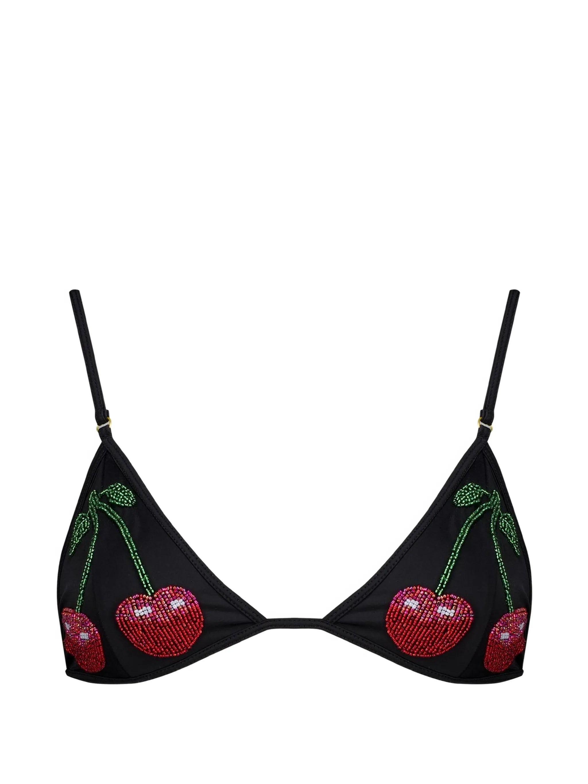 La Cerise bead-embellished bikini top