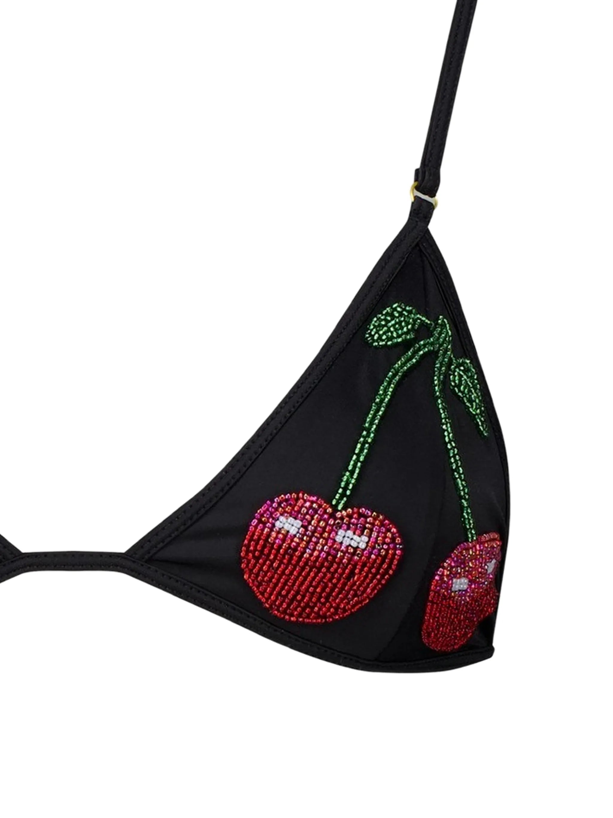 La Cerise bead-embellished bikini top